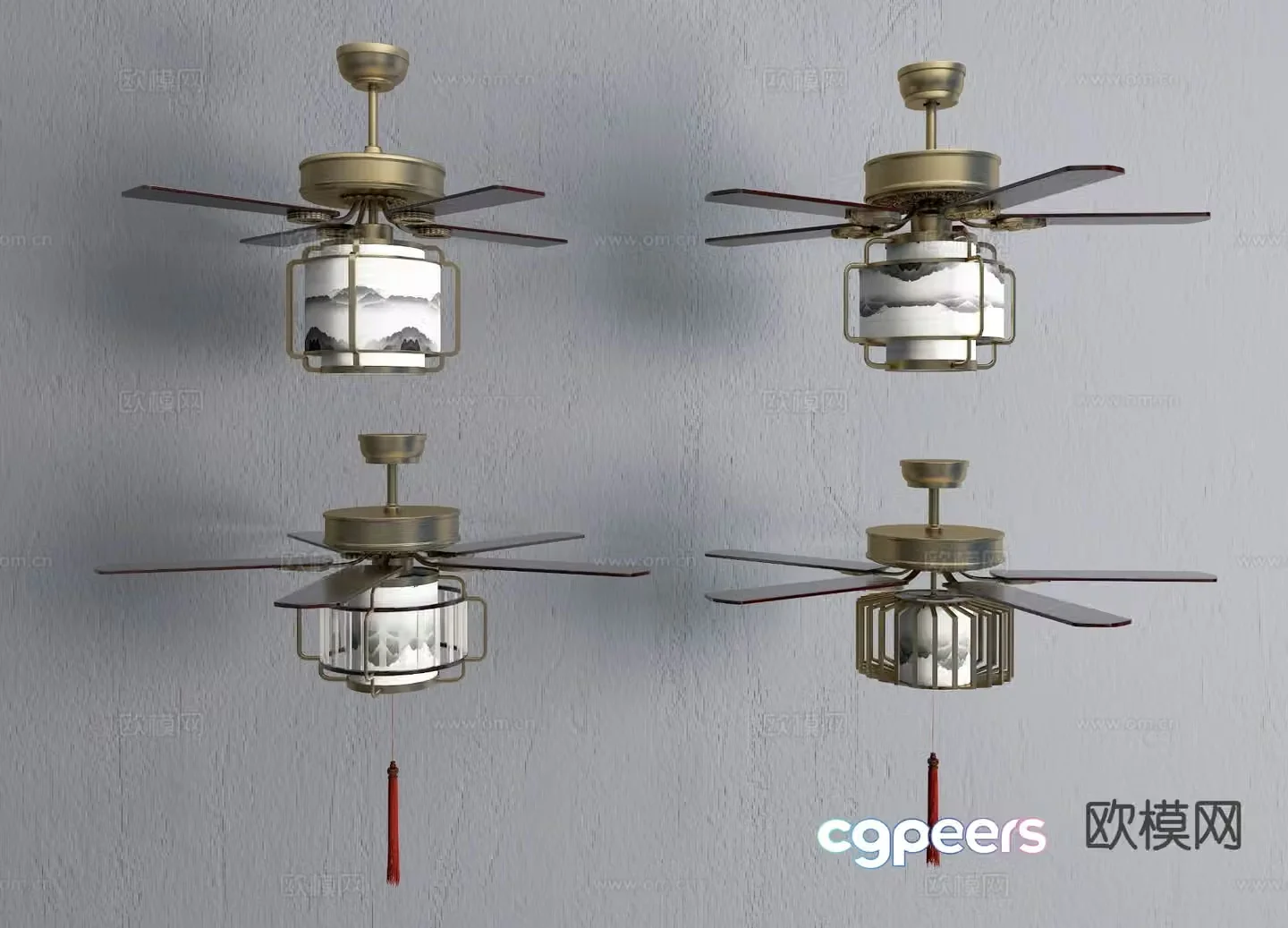 New Chinese style ceiling fan light fan light 3d model