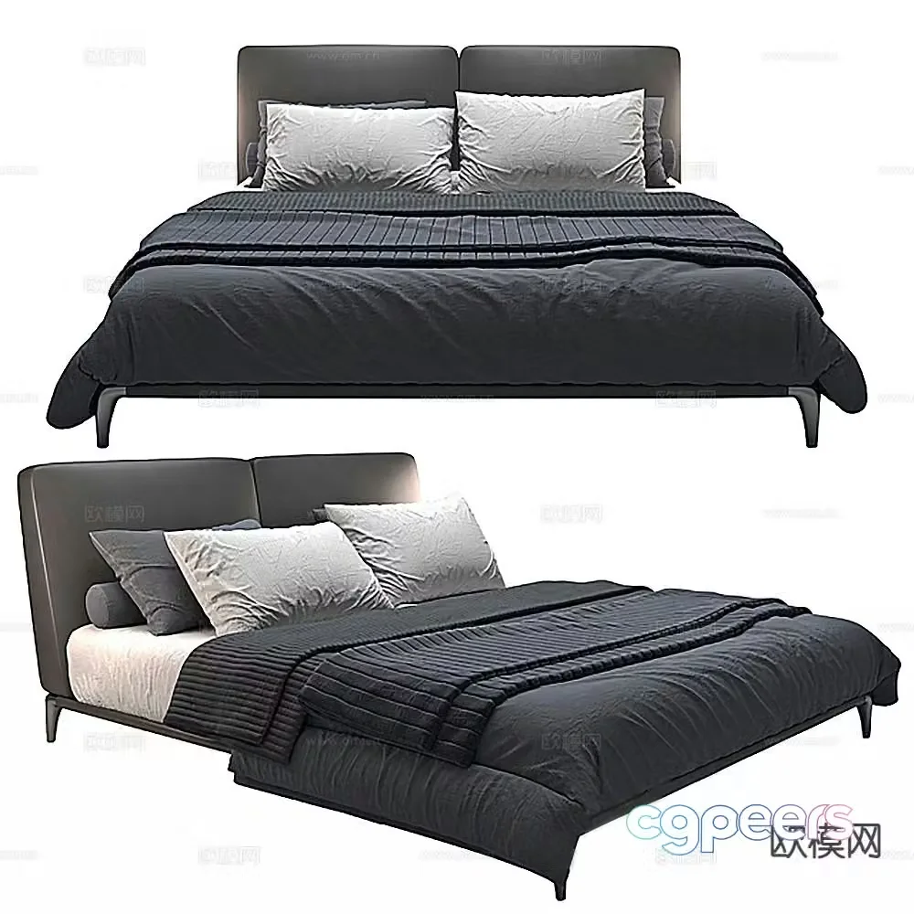 Modern double bed 3d model