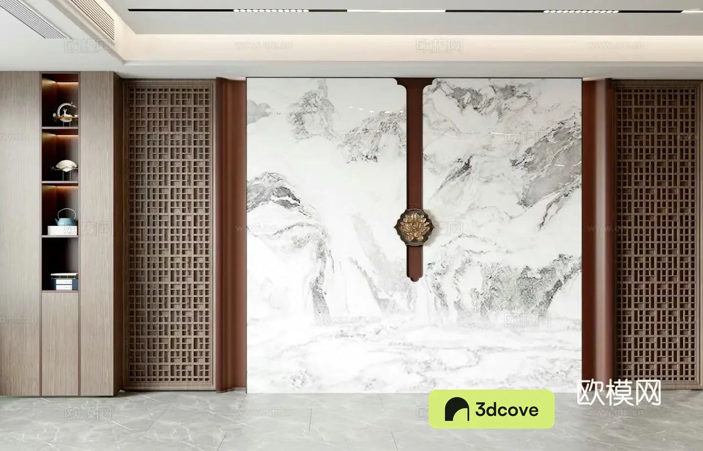 New Chinese sofa background wall