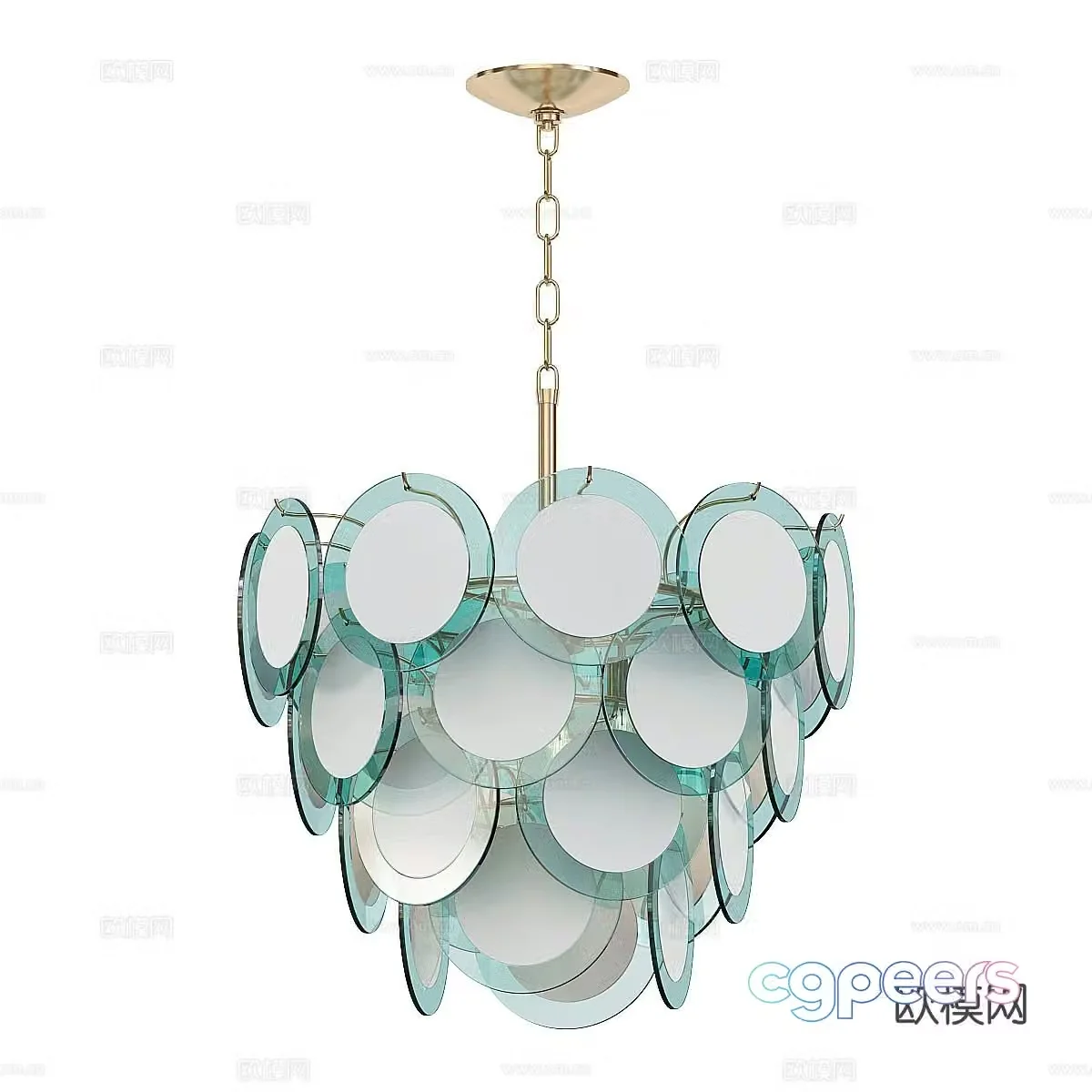 Simple European multi-layer chandelier 3D model