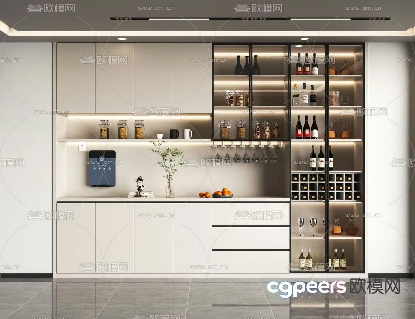 Modern wine cabinet sideboard 3d model
