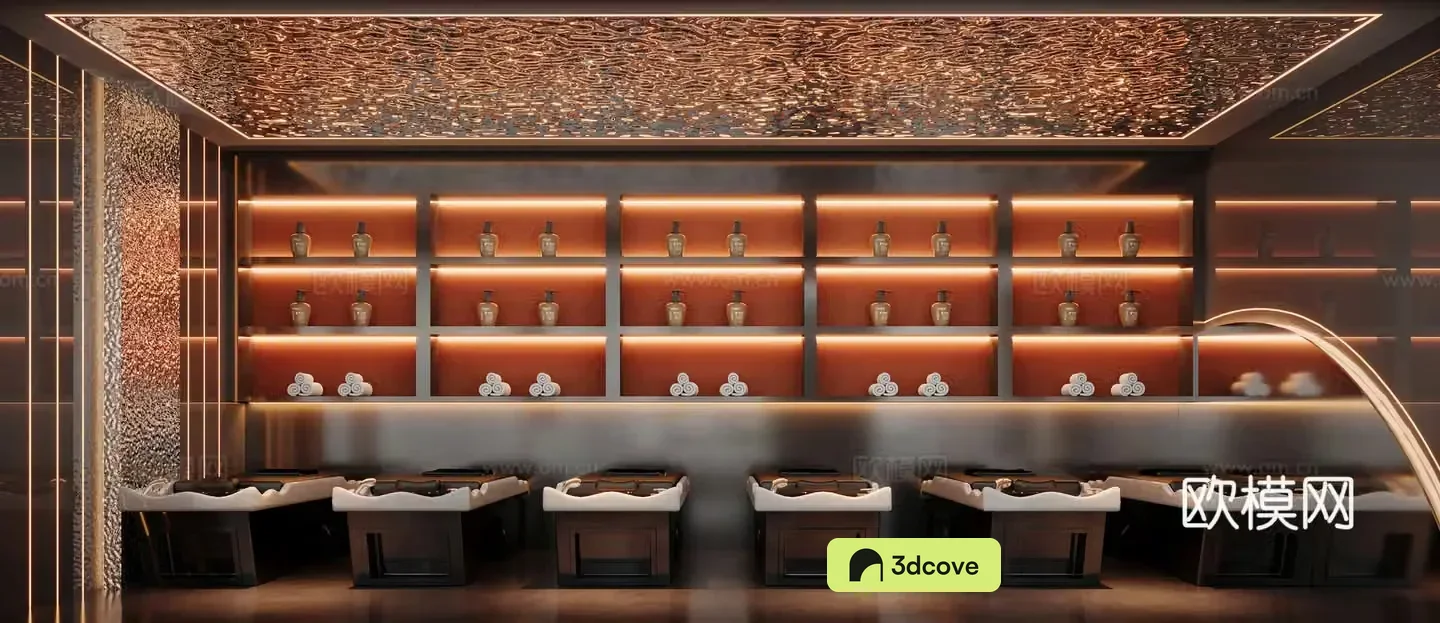 Modern 3D model of hair washing area
