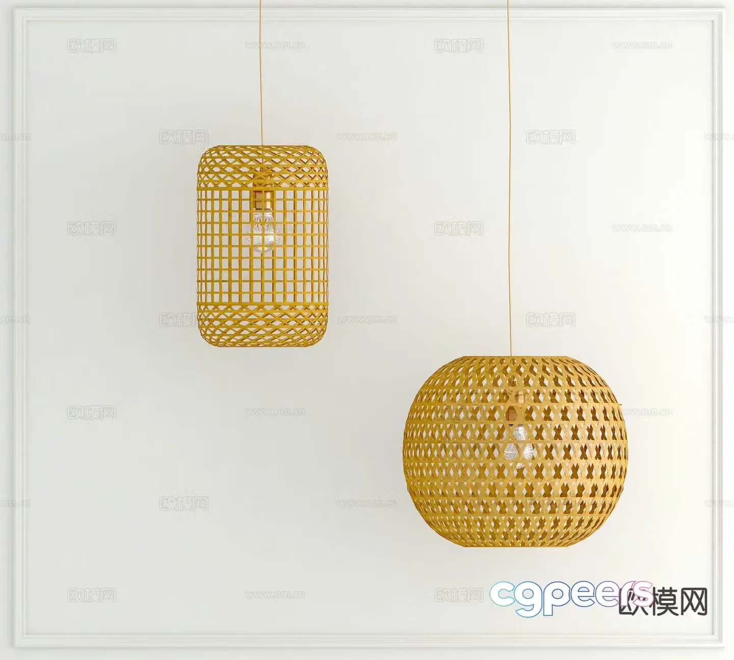 Wabi-sabi chandelier bamboo chandelier 3d model