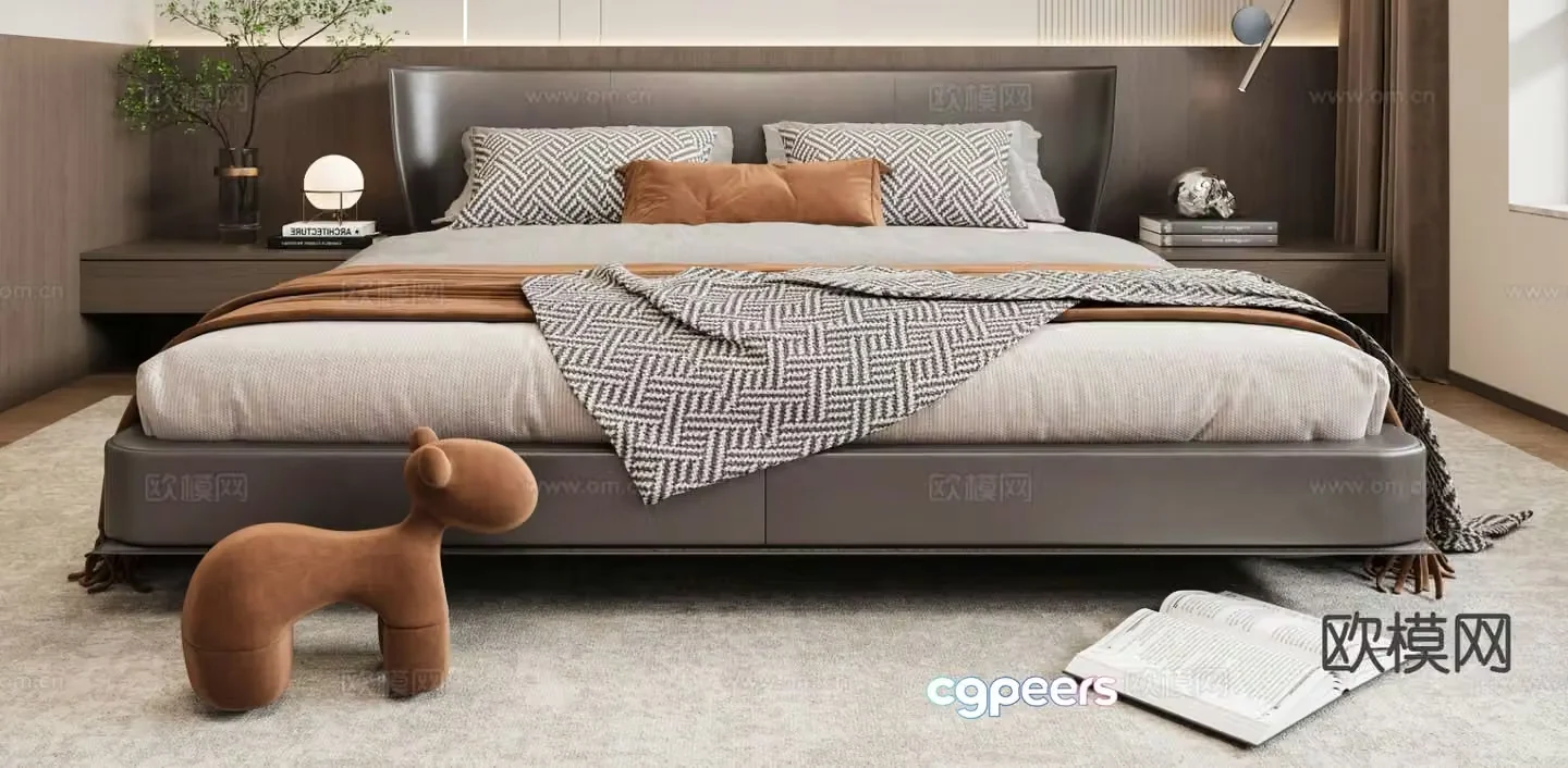 Italian double bed 3d model