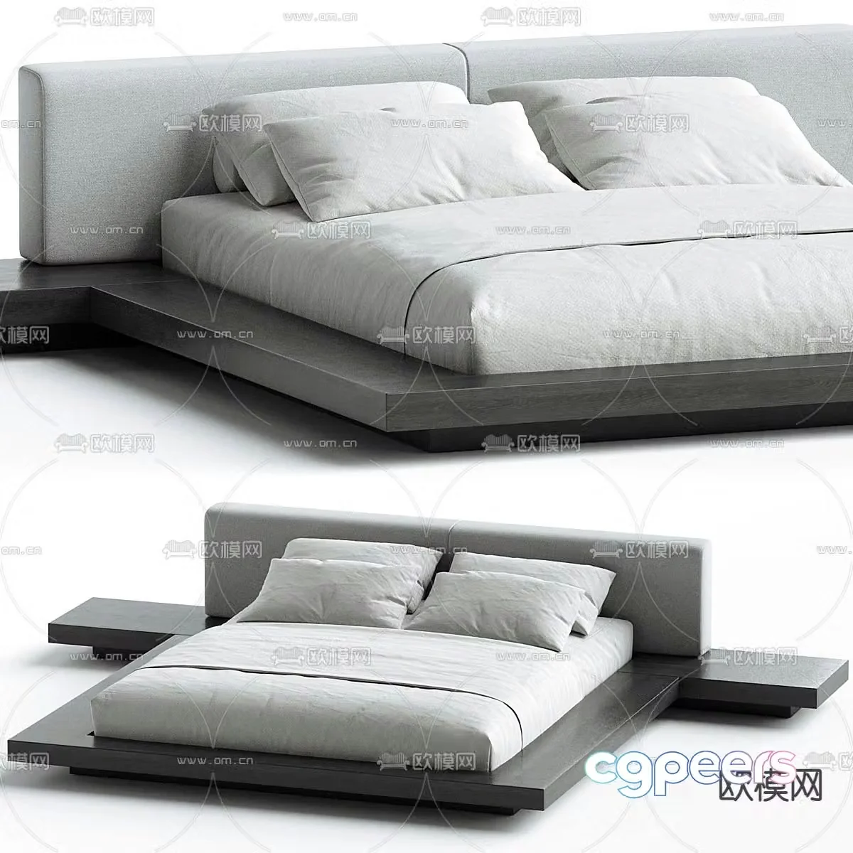 Modern double bed 3d model