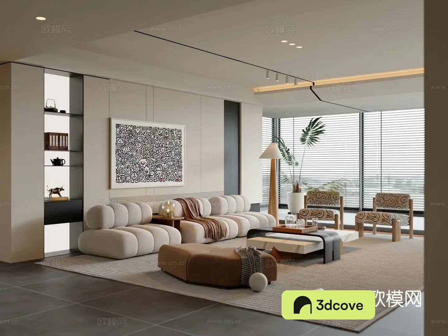 Middle-aged living room 3d model