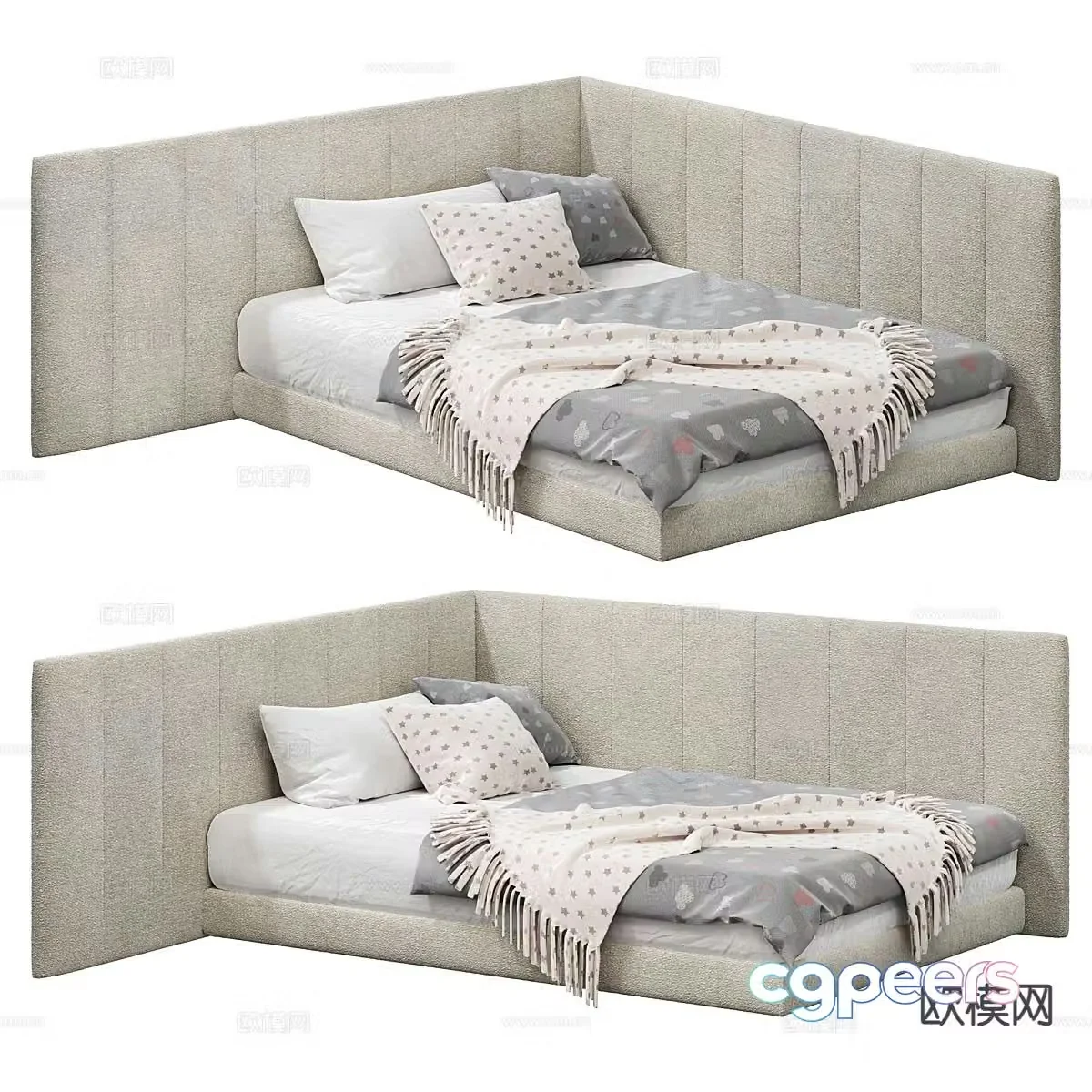 Modern simple children’s bed single bed 3d model