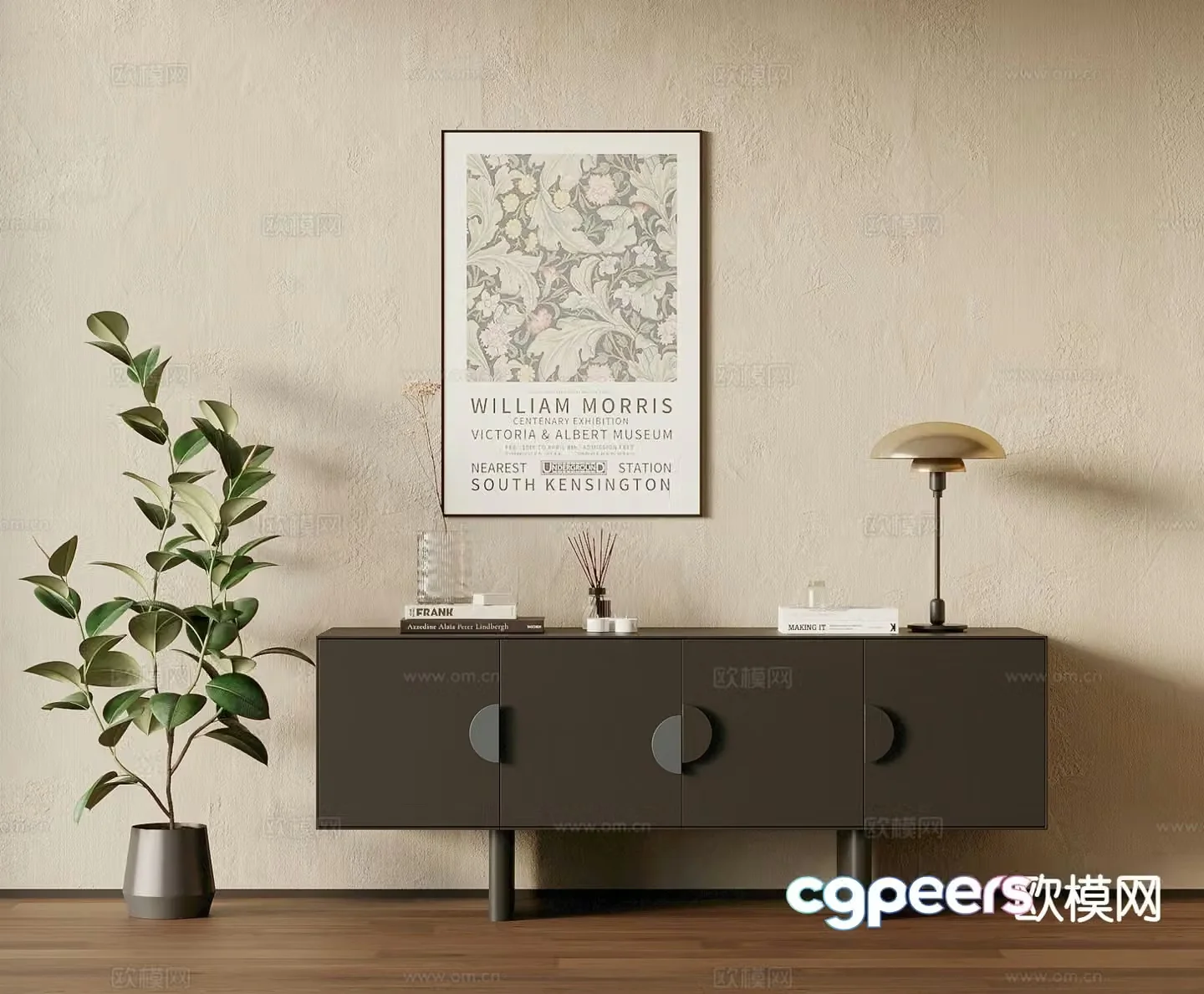 Medieval style entrance cabinet Duanjing cabinet 3D model