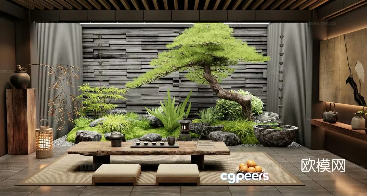 New Chinese-style tea room Tatami tea room 3D model