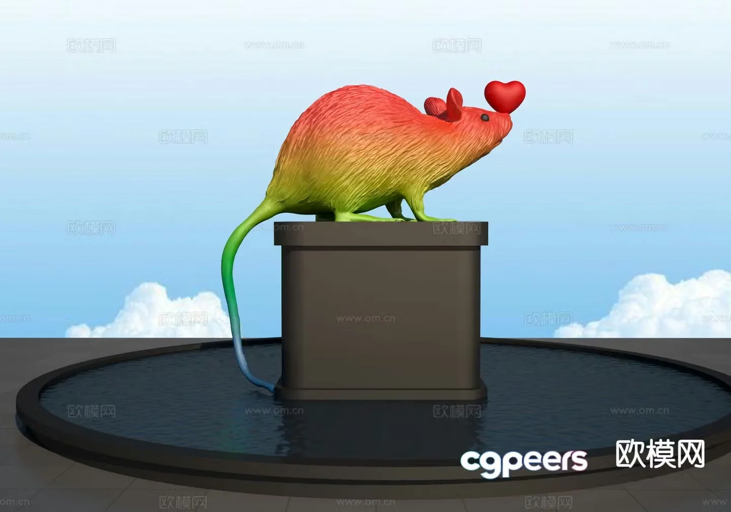 Cartoon mouse sculpture landscape sculpture 3d model