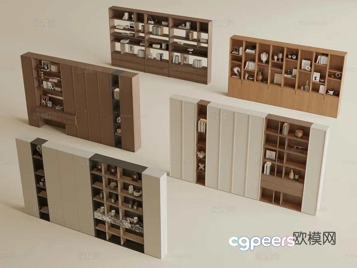 Modern medieval style bookcase 3d model