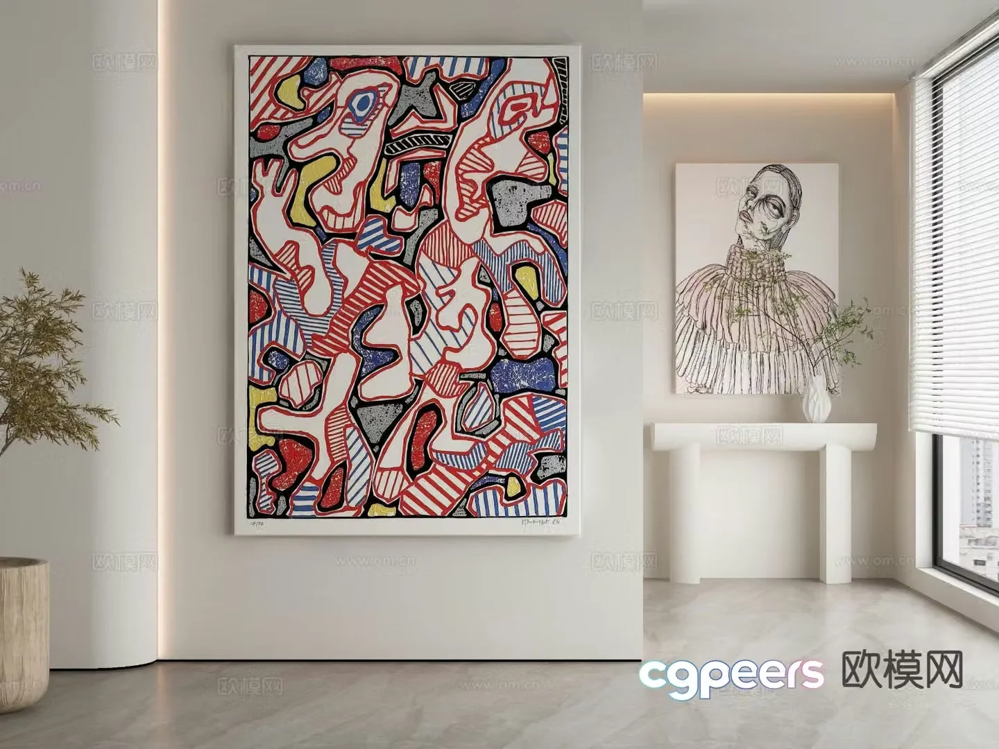 Wabi-sabi art painting abstract painting decorative painting 3d model