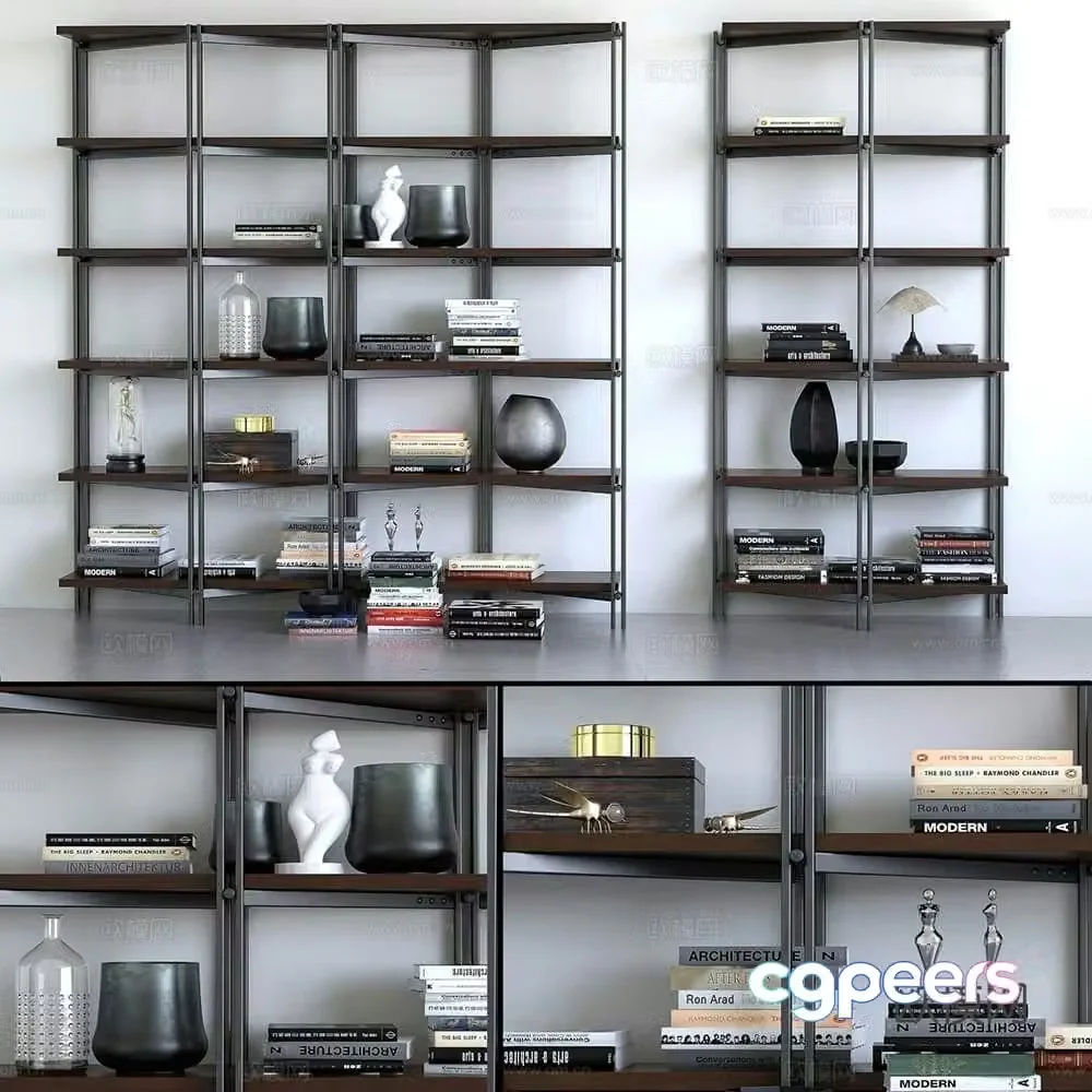 Modern bookcase bookshelf 3d model
