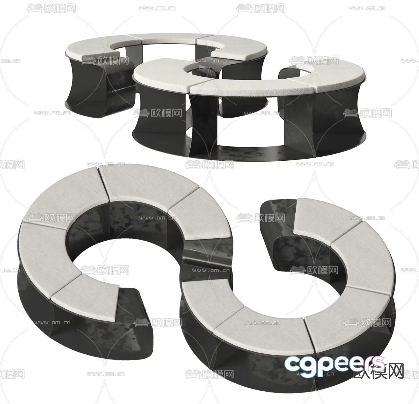 Lobby sofa public sofa curved sofa 3d model