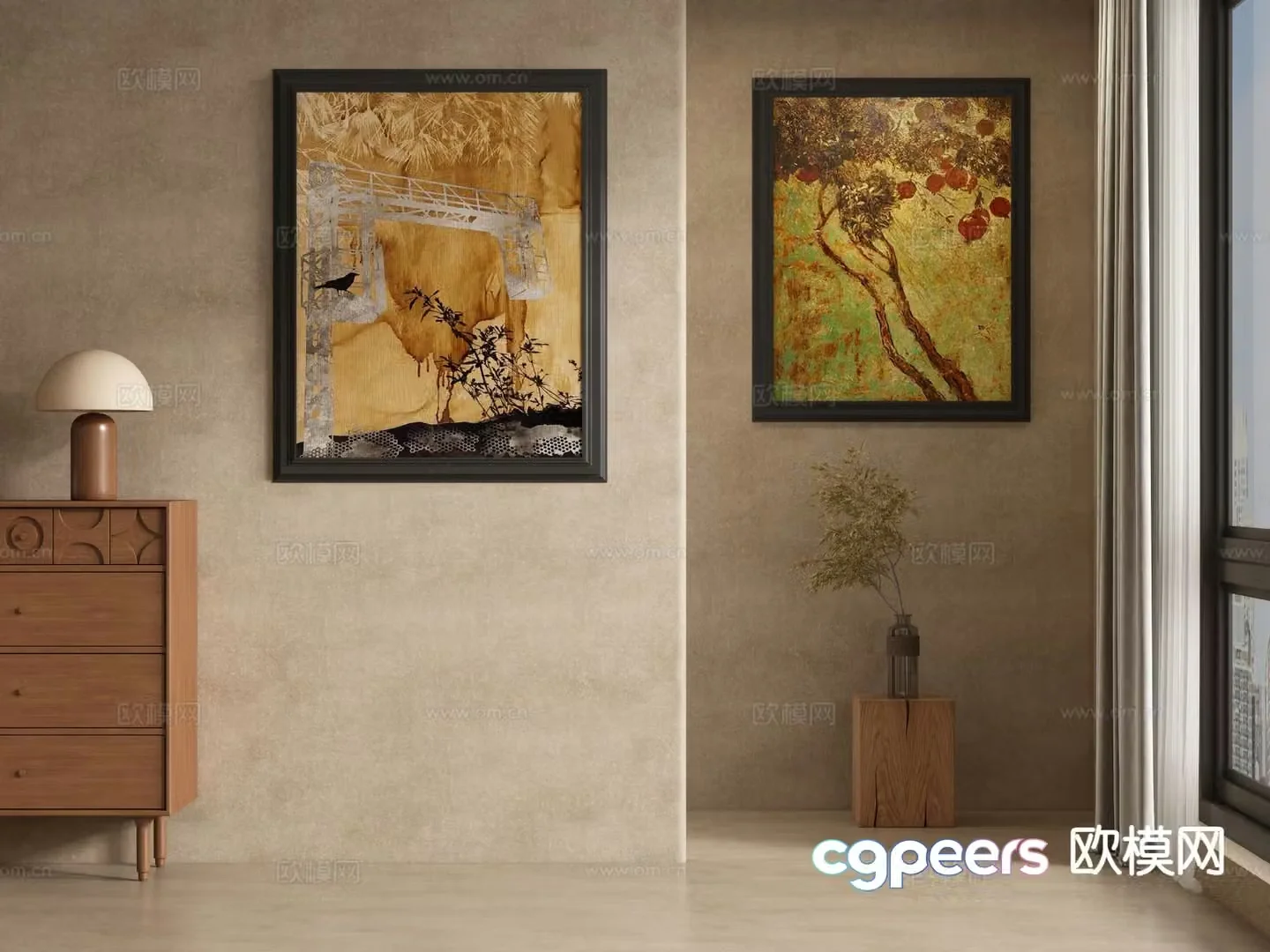 Medieval style decorative painting hanging painting retro hanging painting 3D model