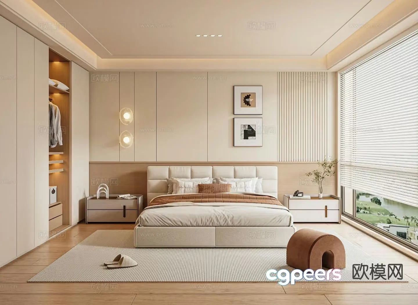 Cream style master bedroom bedroom 3d model