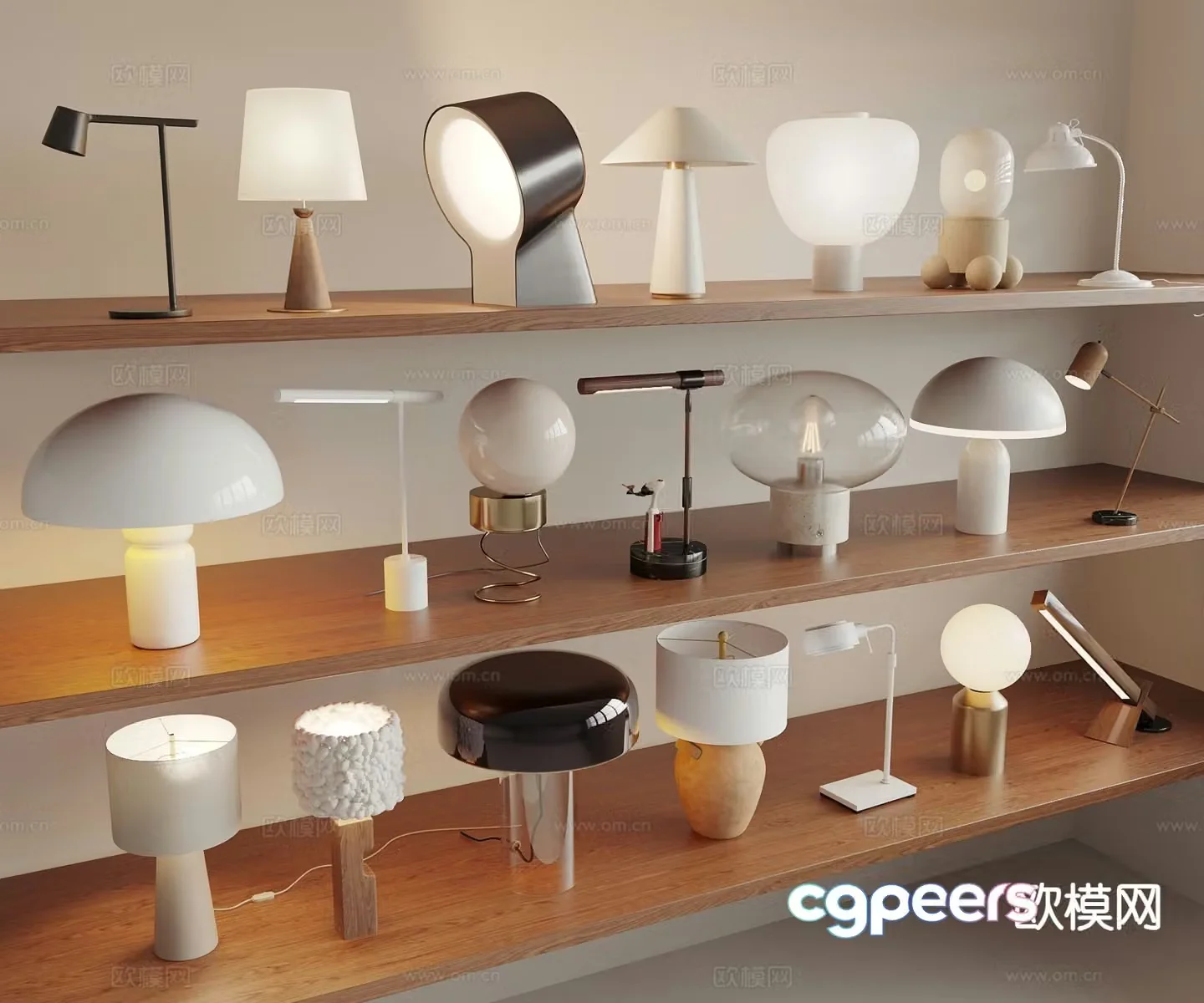 Cream style desk lamp 3d model