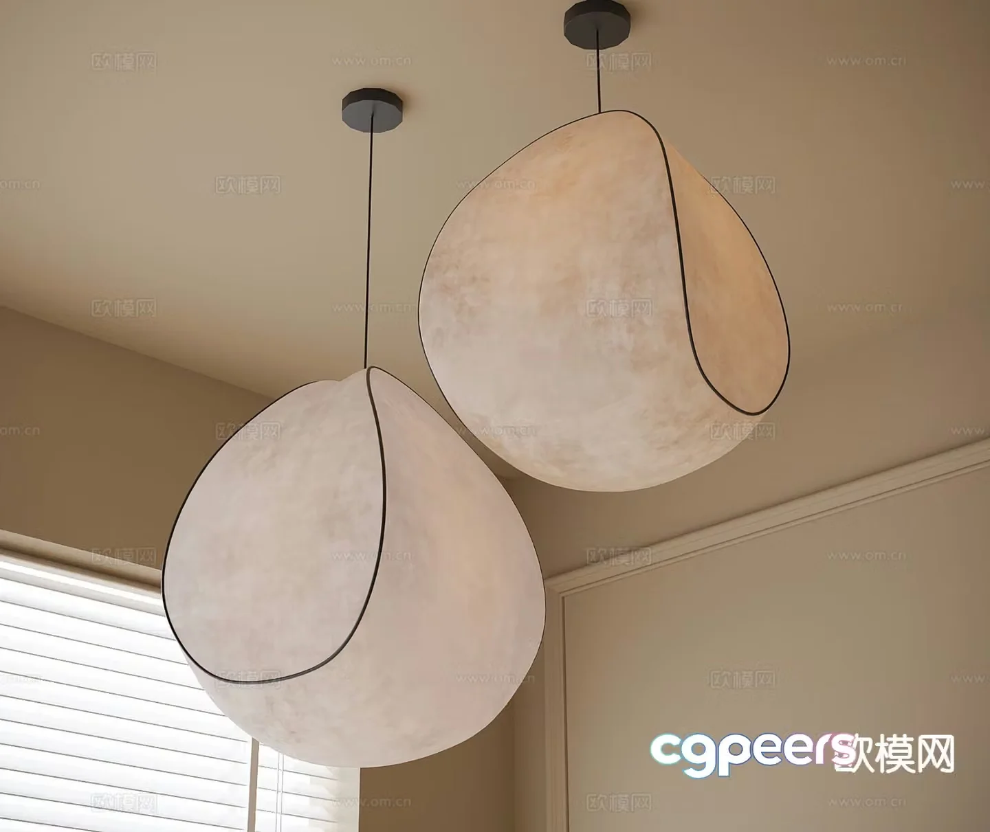Wabi-sabi chandelier paper chandelier 3d model