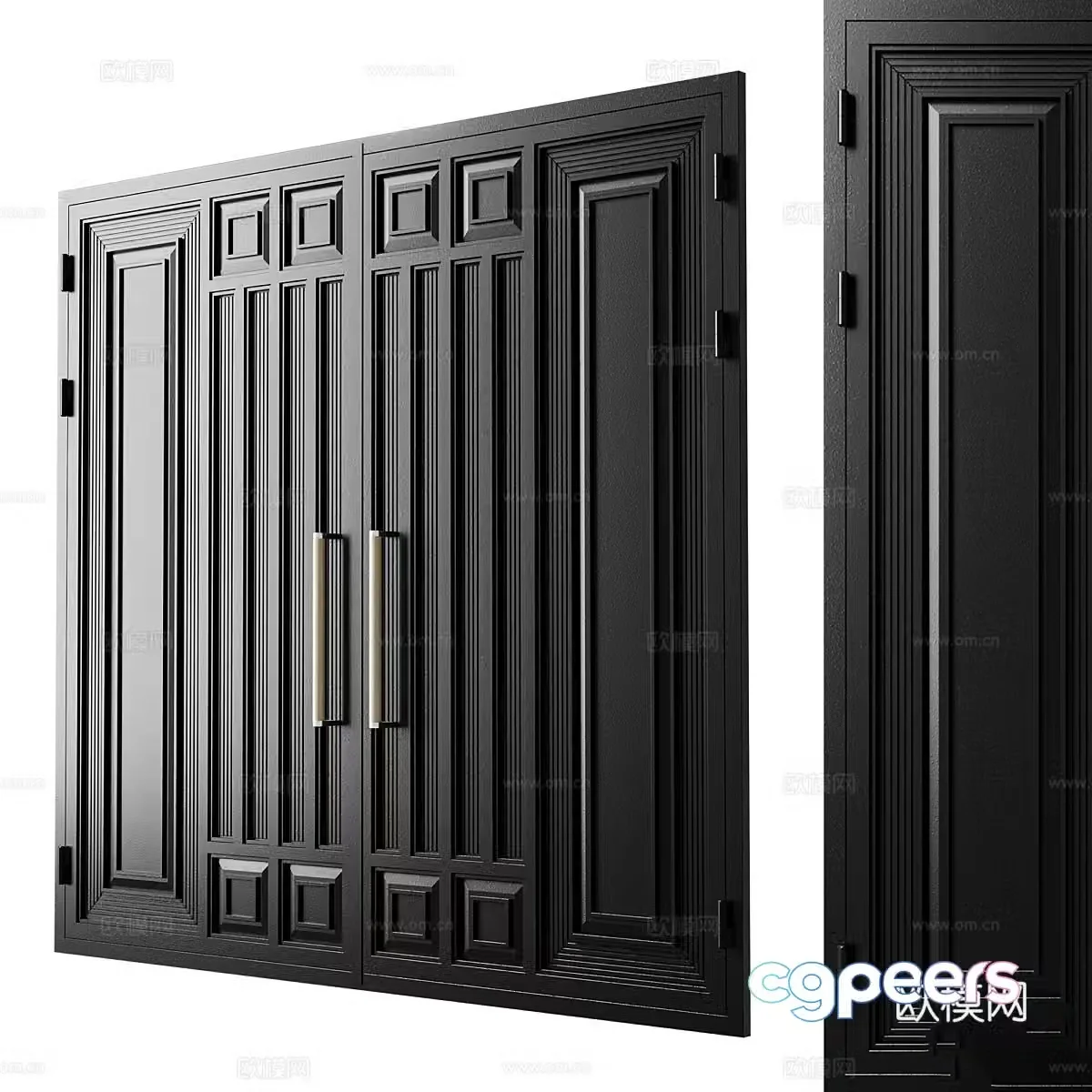 Modern black double door entry door 3d model