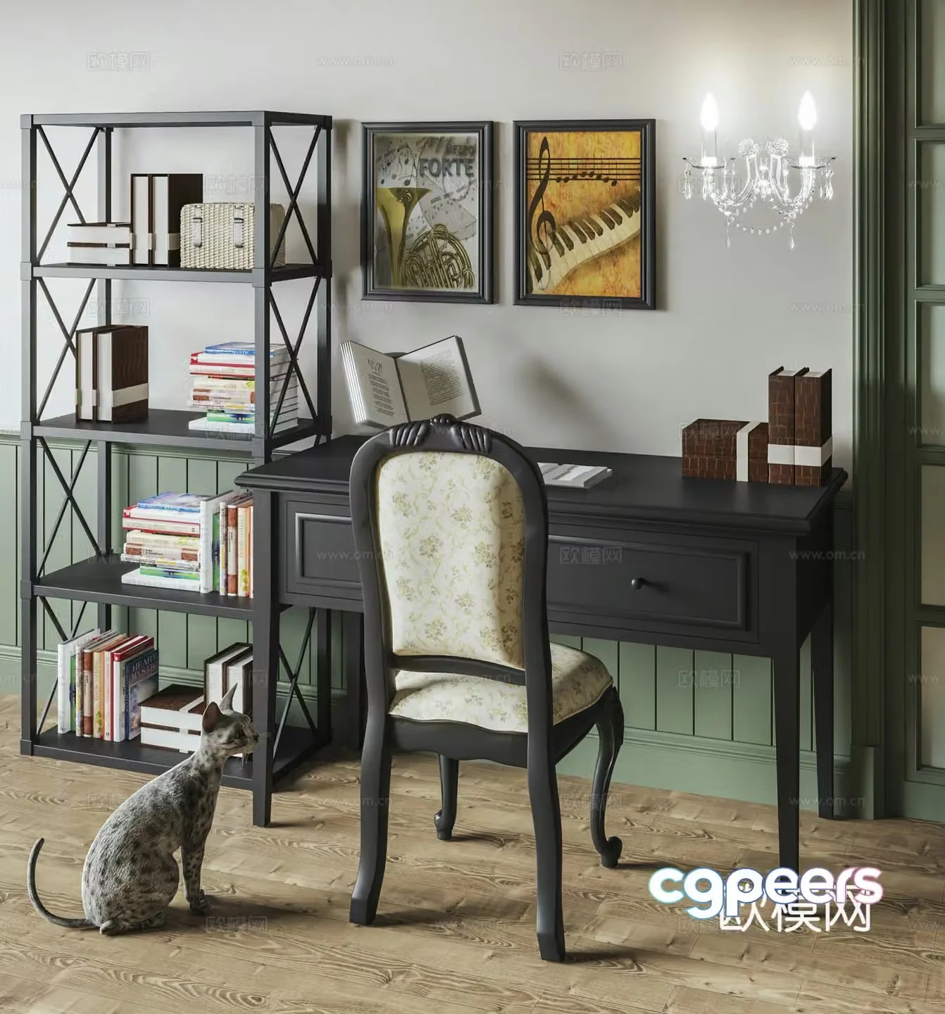 French desk writing desk 3d model
