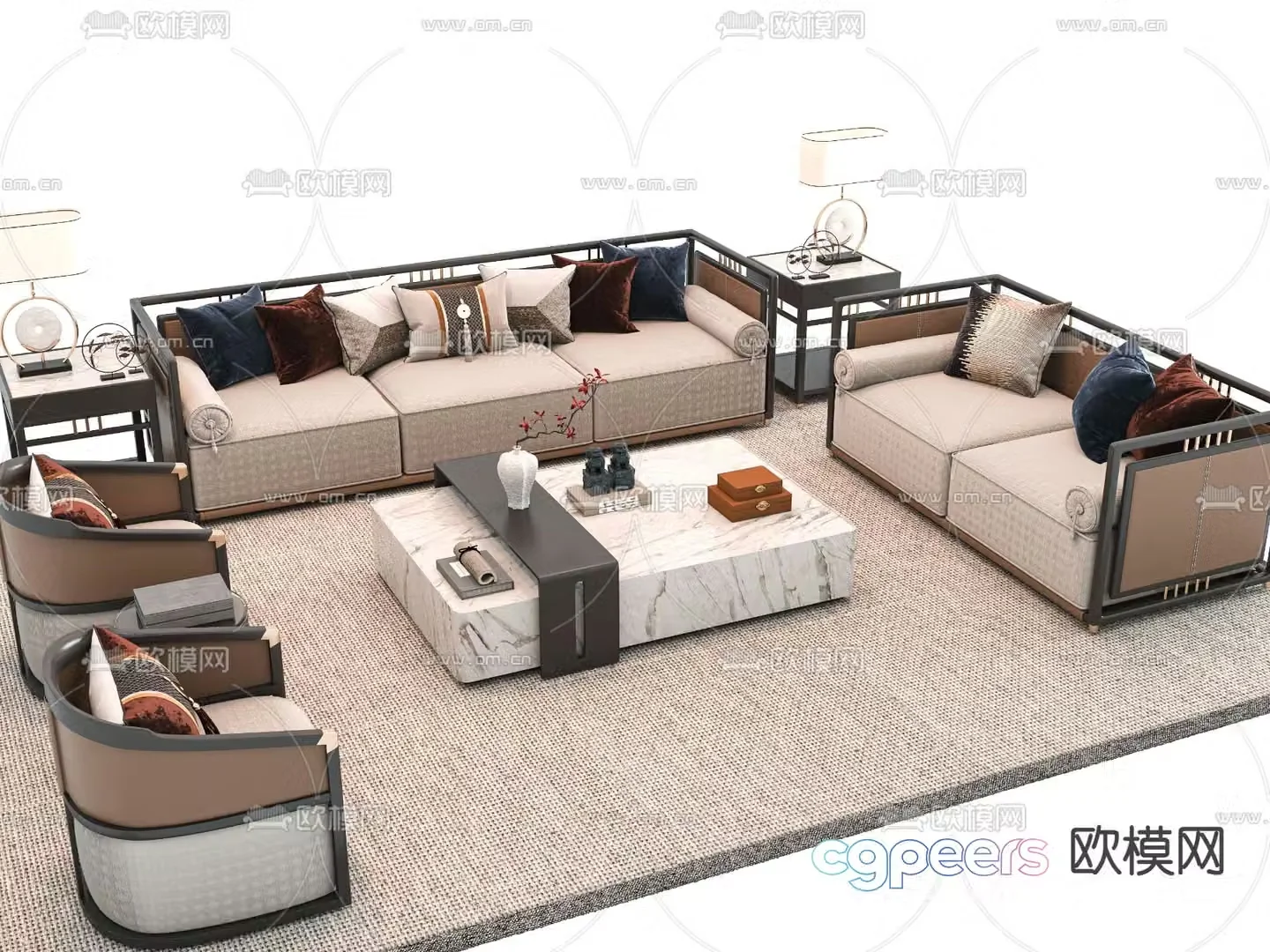 New Chinese style sofa set 3d model