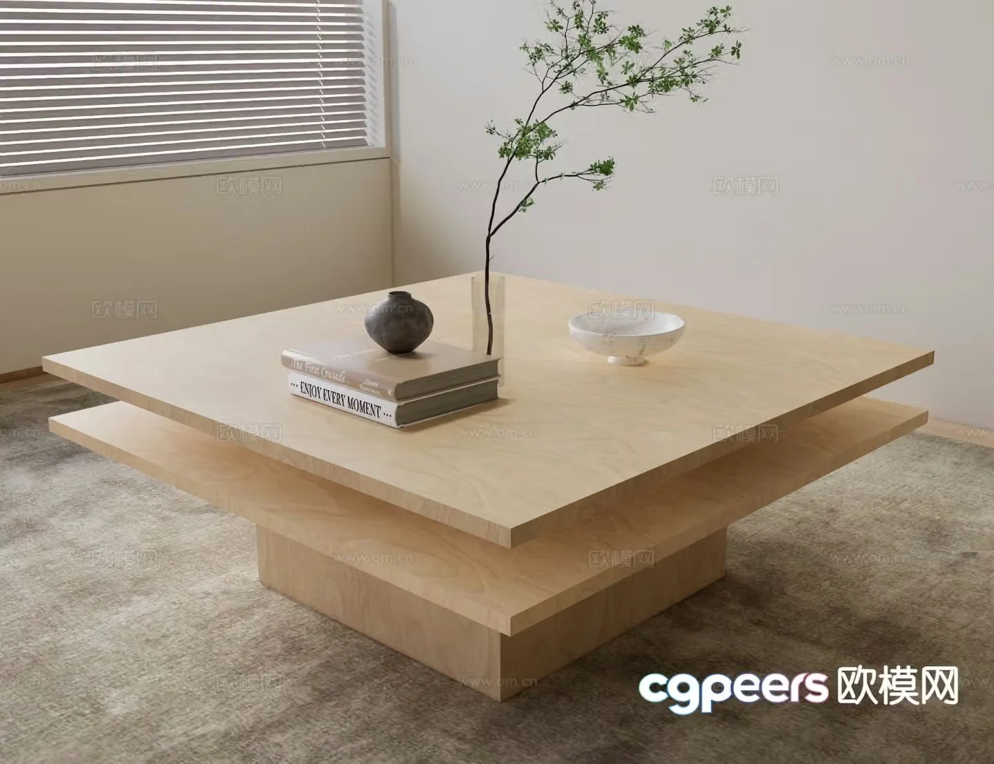 Log style coffee table 3D model