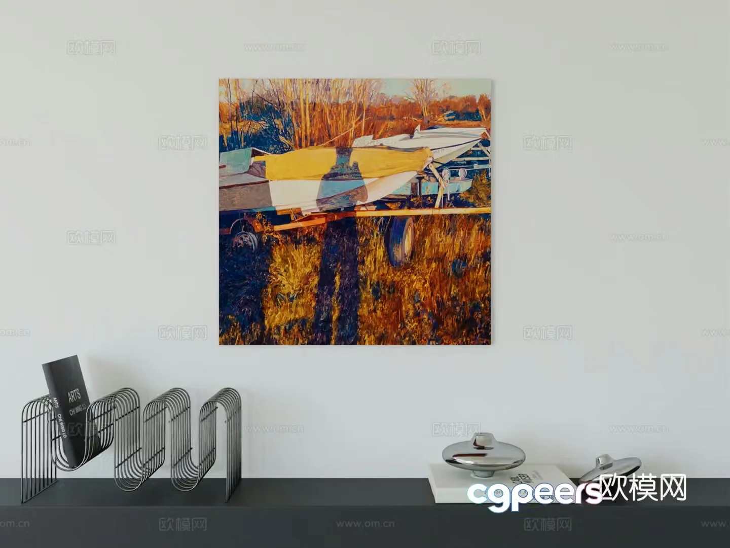 Modern minimalist hanging painting Bauhaus art hanging painting 3d model
