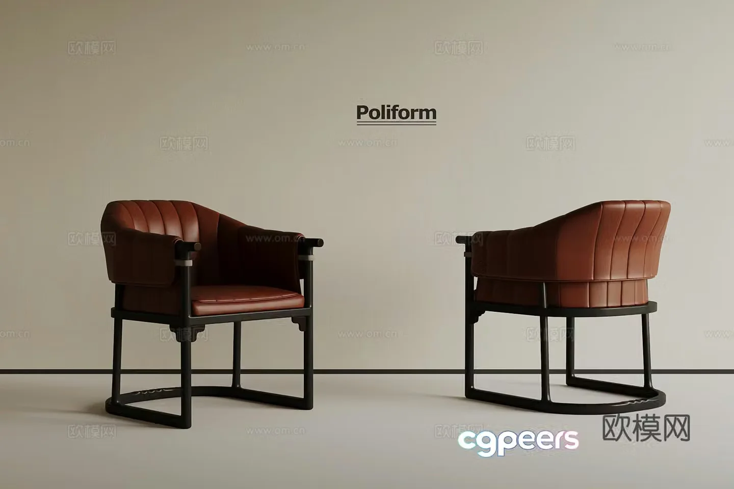 Medium style leisure chair single chair 3d model