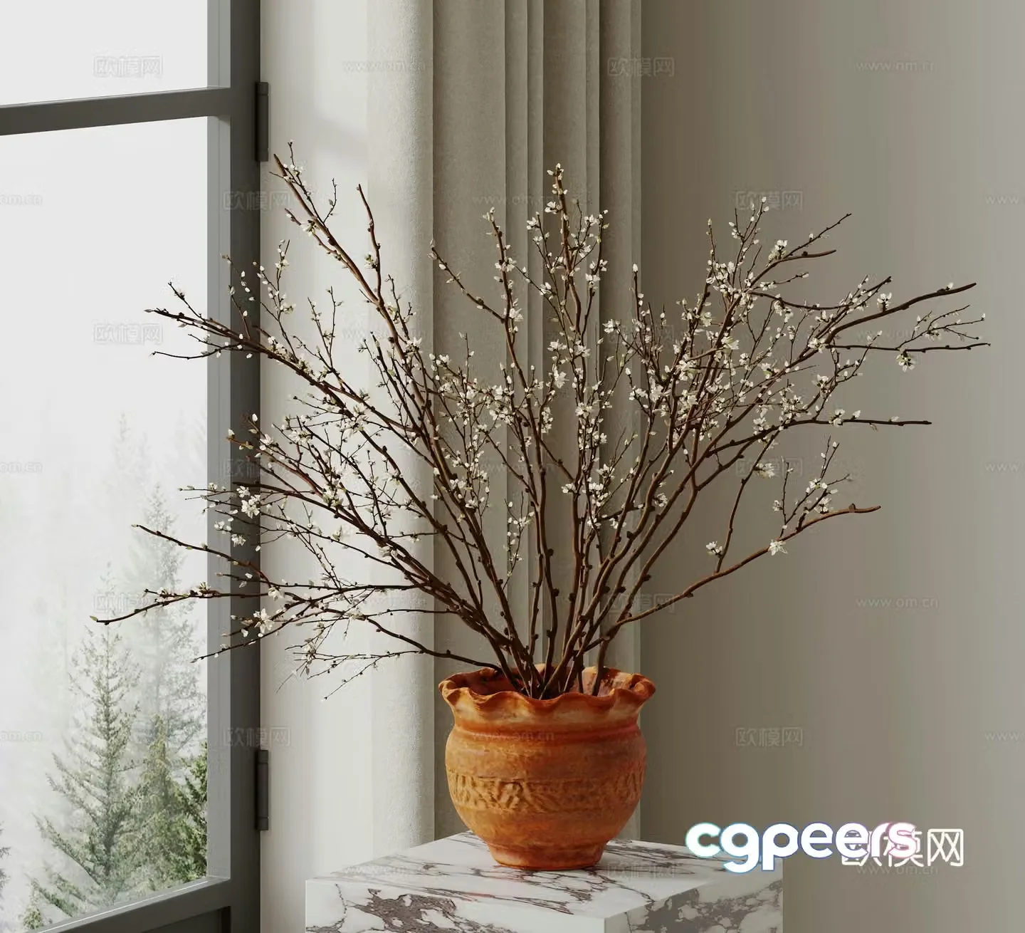 Modern flower potted 3D model