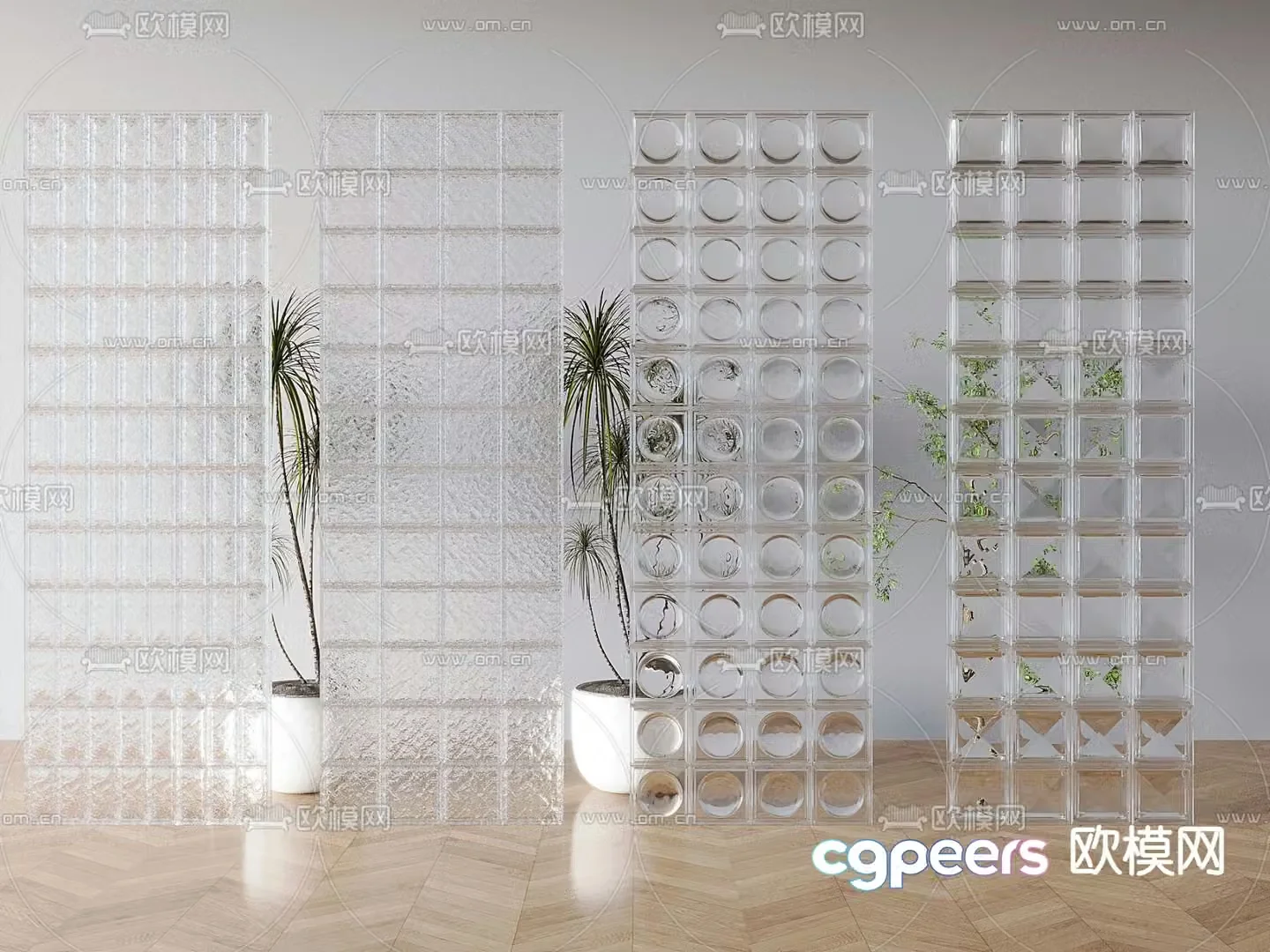 Glass brick partition Crystal brick partition 3d model