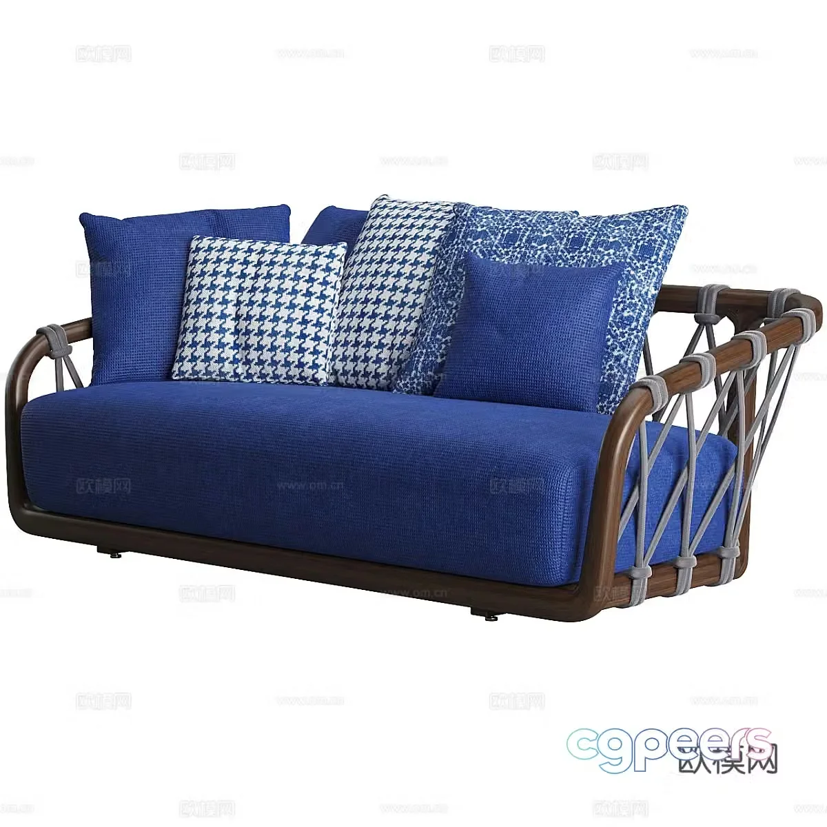 outdoor sofa blue sofa 3d model