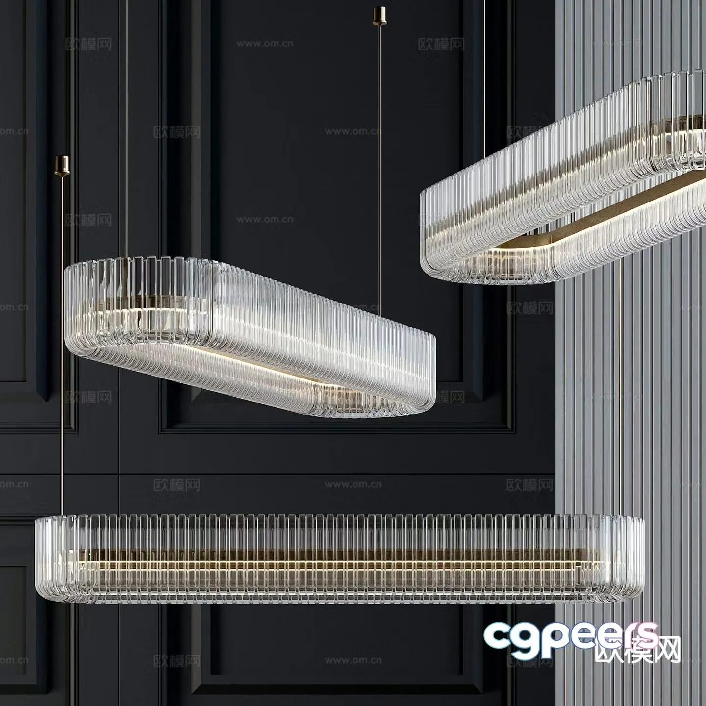 Light luxury crystal chandelier 3d model