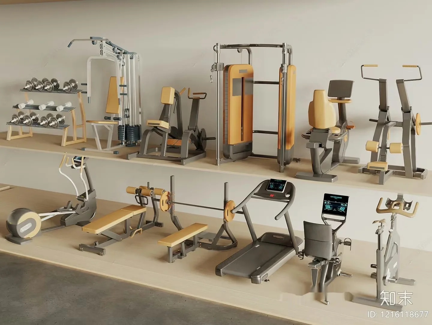 Modern Gym Equipment 3D Model – 18066 – VRAY Render