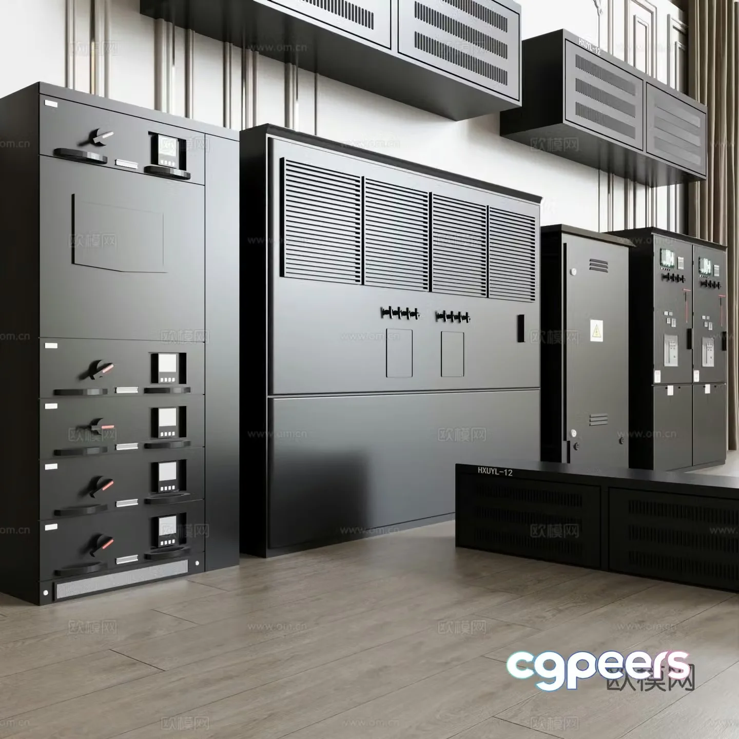 Industrial equipment computer room electrical box electric cabinet distribution room 3D model