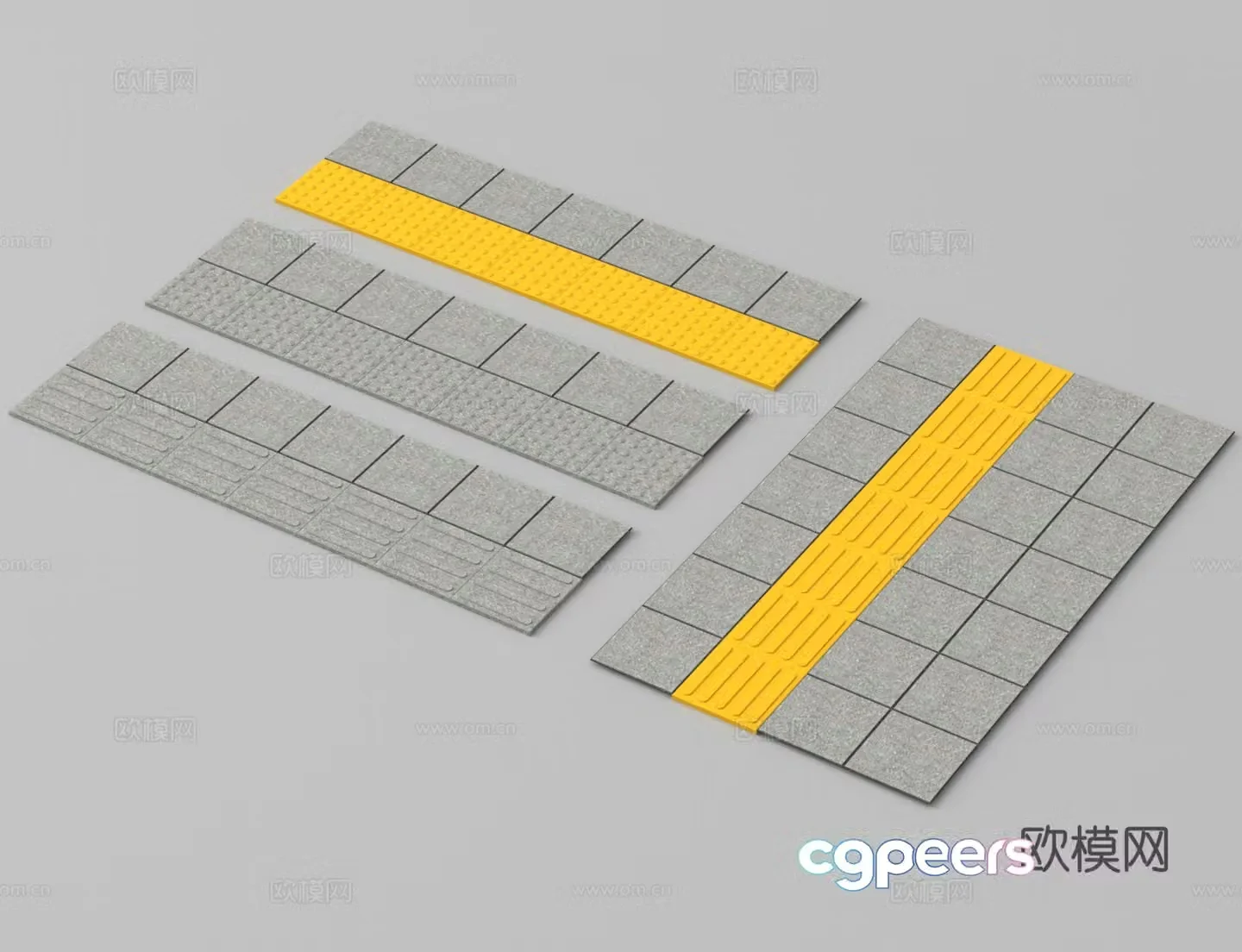 Municipal blind path bricks sidewalk blind path sidewalk paving 3D model