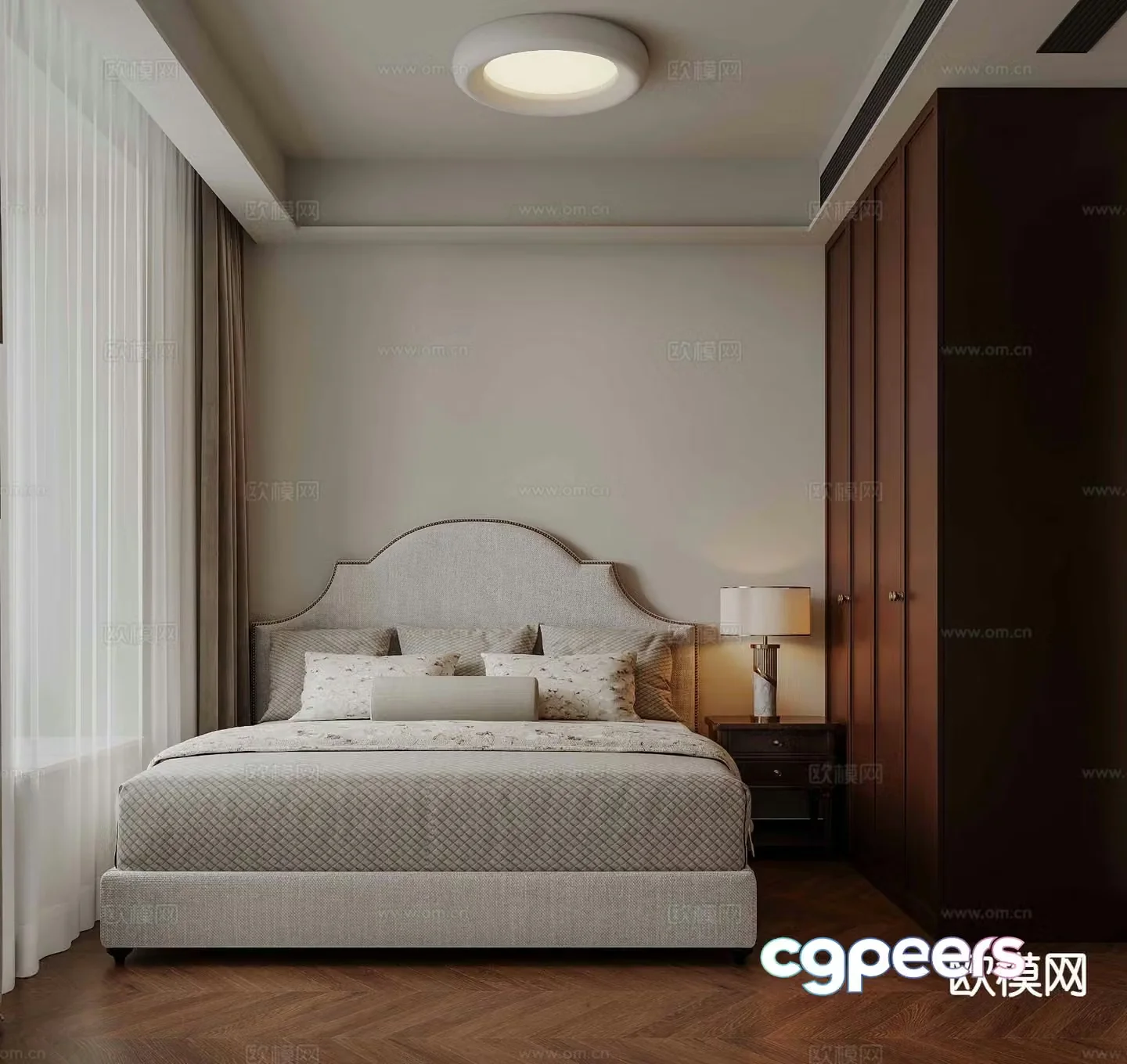 American retro bedroom second bedroom 3D model