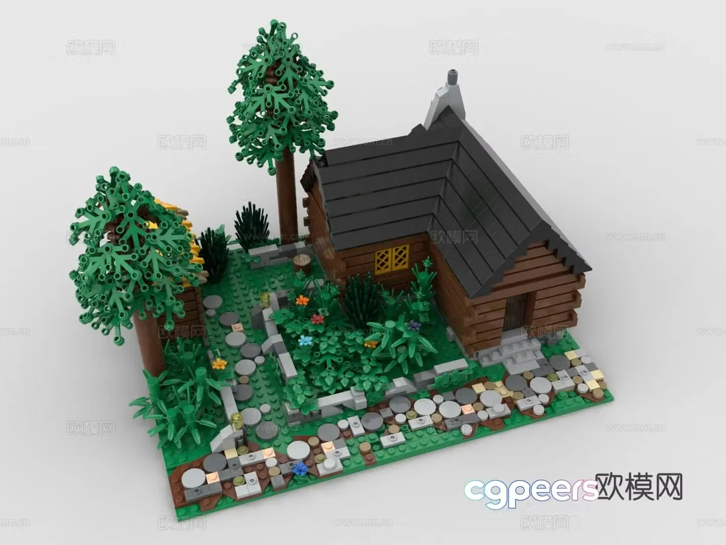 LEGO LEGO toys building blocks forest wooden house toy 3d model