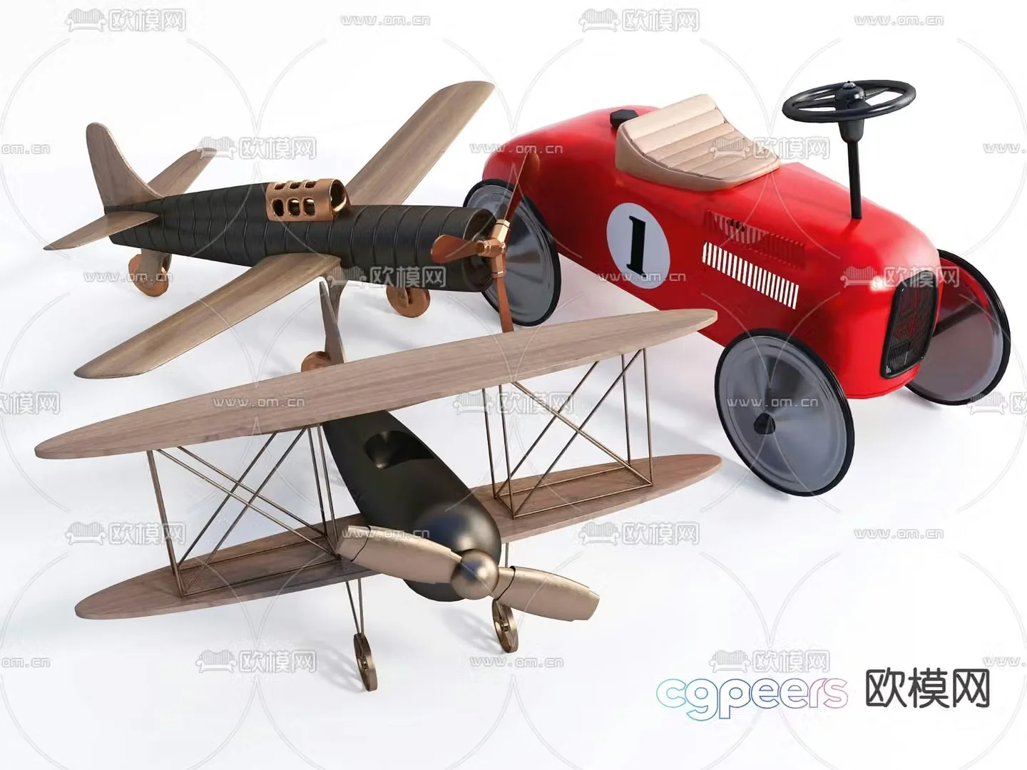 Modern propeller plane toy 3d model