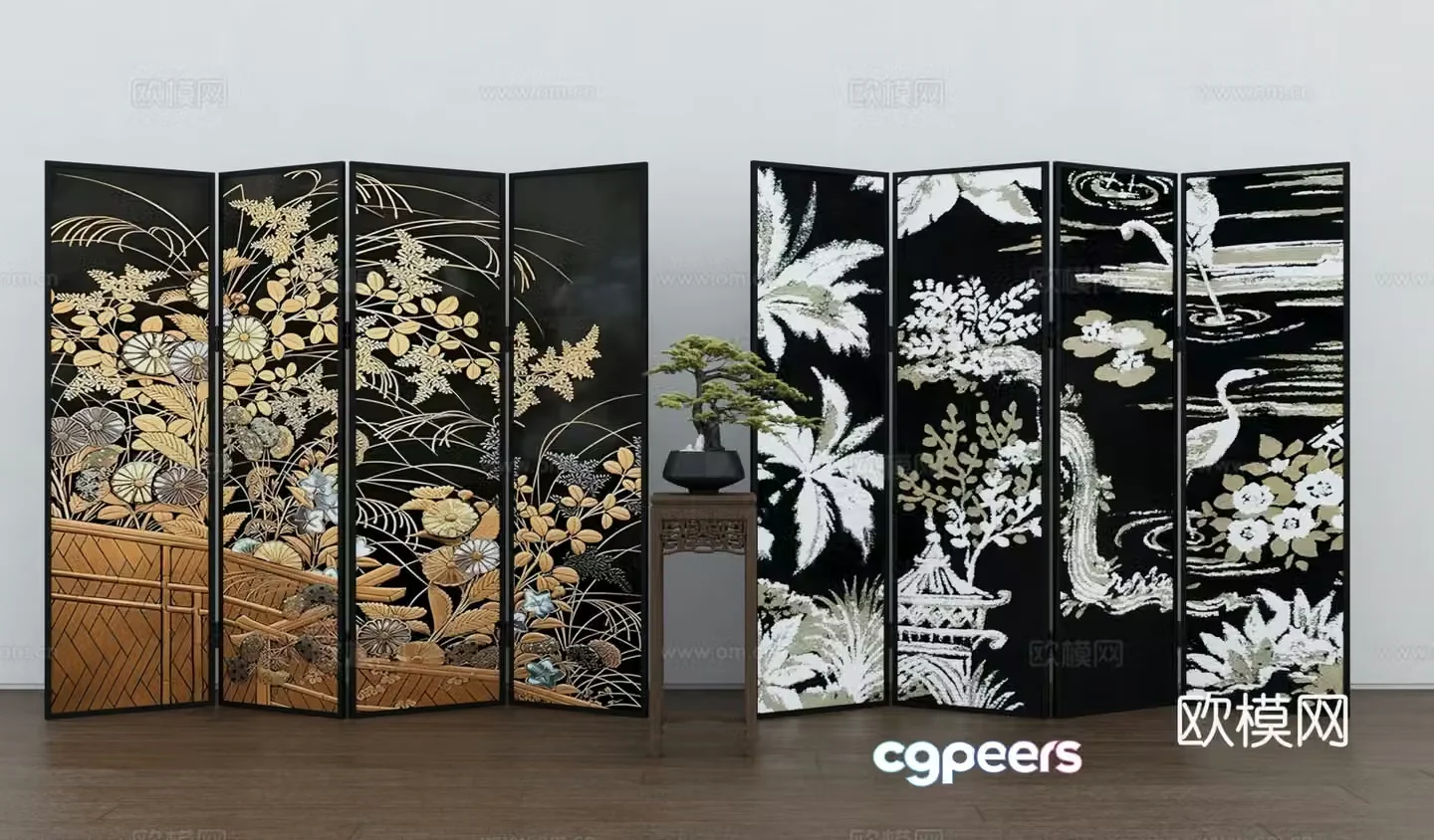 Middle-aged screen Folding screen Shrinking screen 3d model