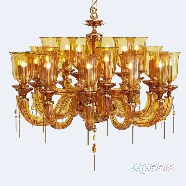 3ds Max Free – Chandelier Euroluce Julienne Amber L12 + 6 + 6 Glass