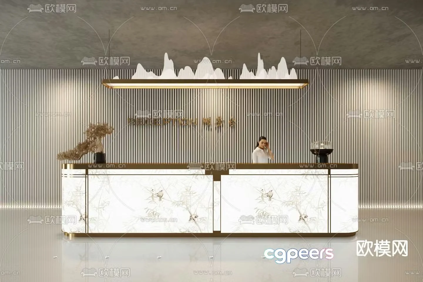 New Chinese style front desk service desk cashier 3D model