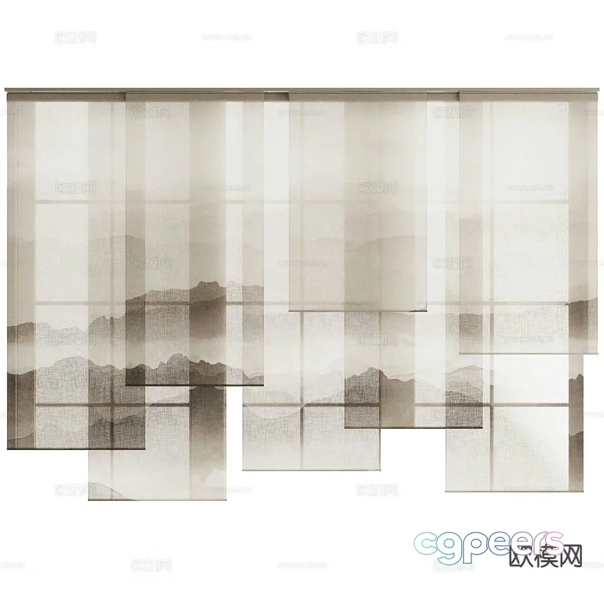 Curtains curtains roller blinds gauze curtains 3D model