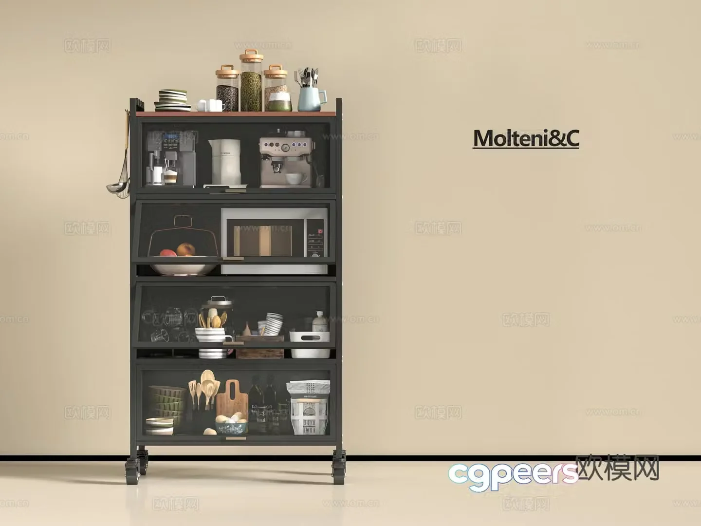 Modern kitchen shelf 3d model