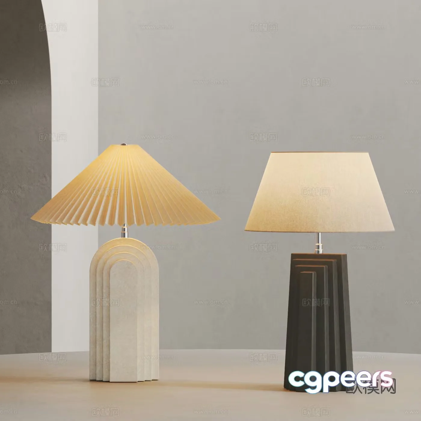 Medium style table lamp combination 3D model