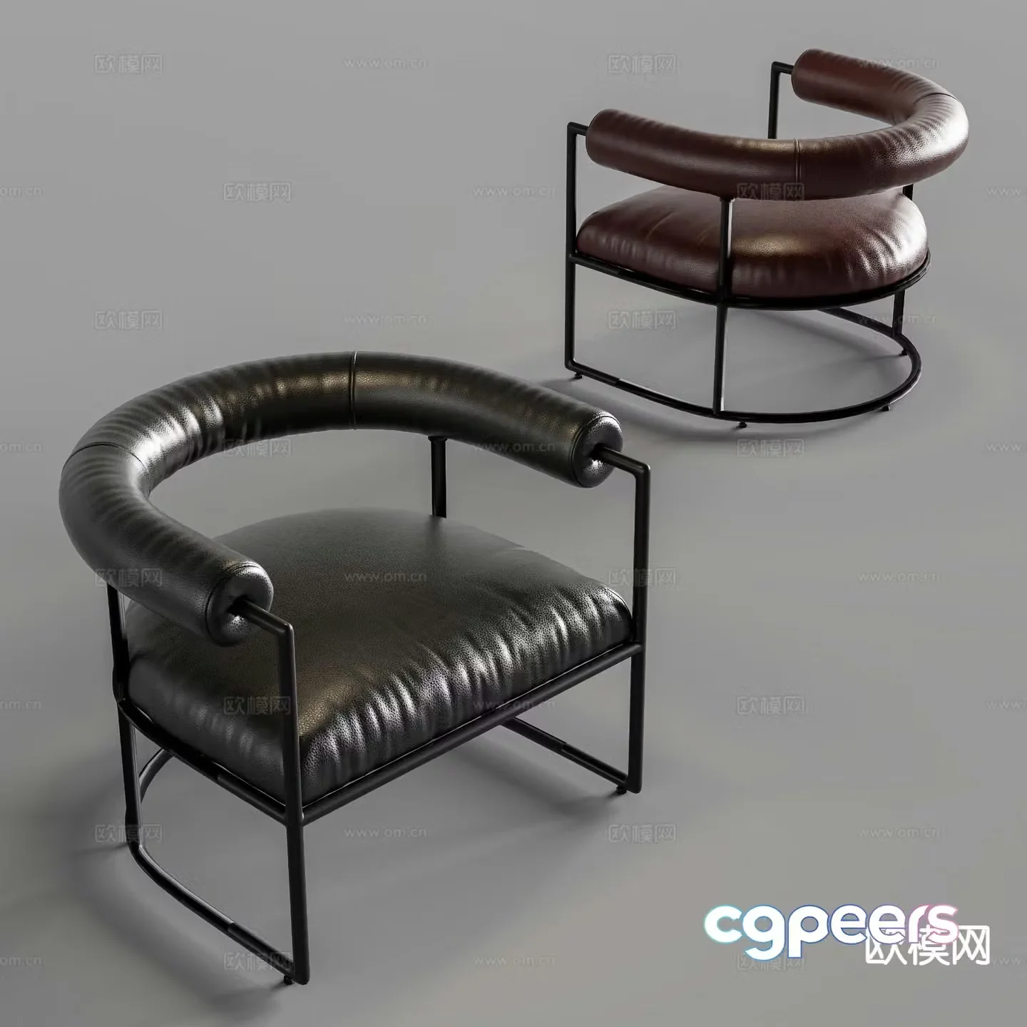 Modern chair single chair leather chair 3d model