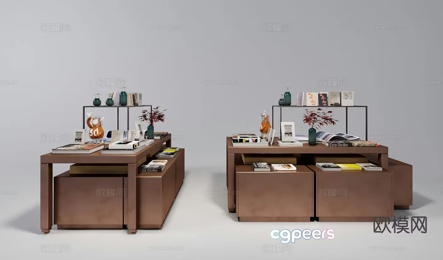 Modern bookstore booth 3d model