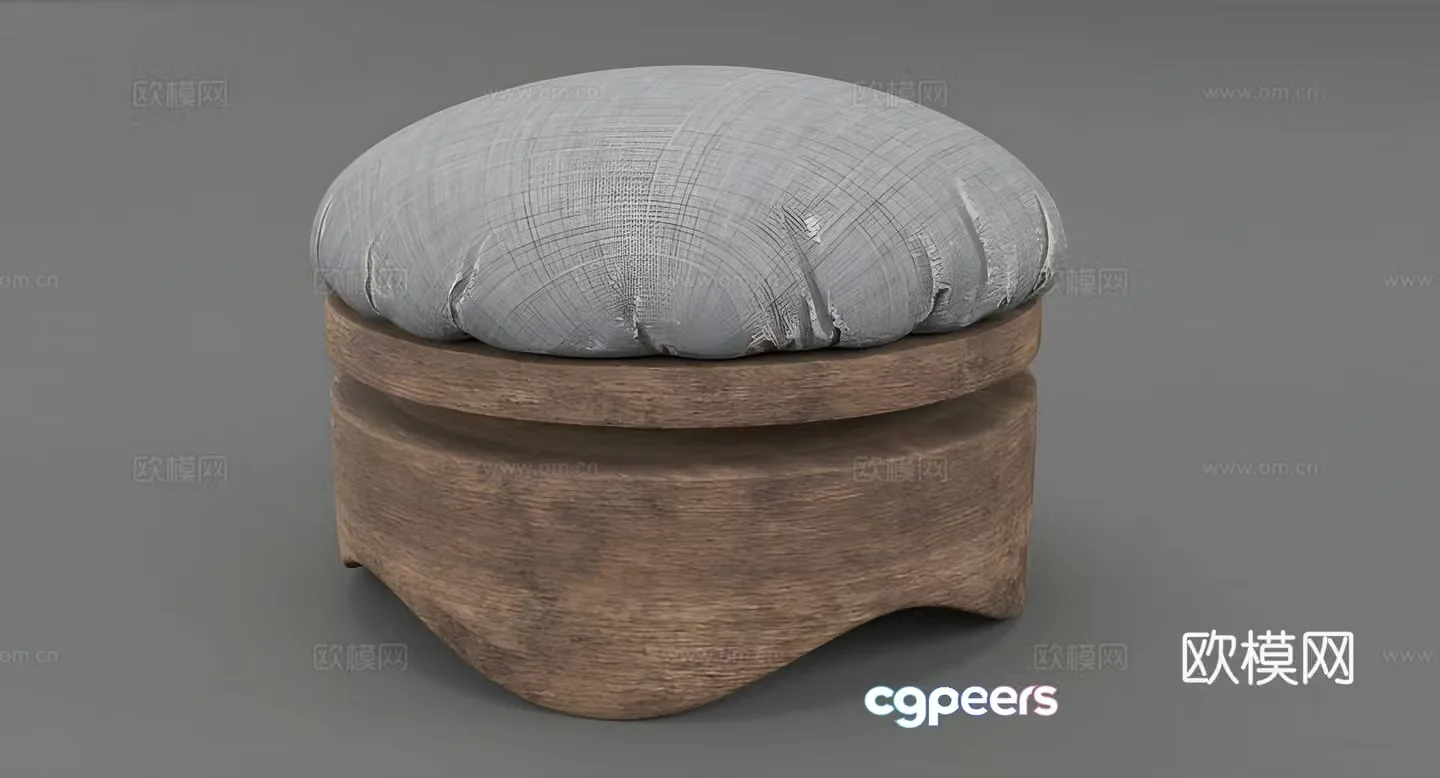 stool sofa stool old wooden chair 3d model