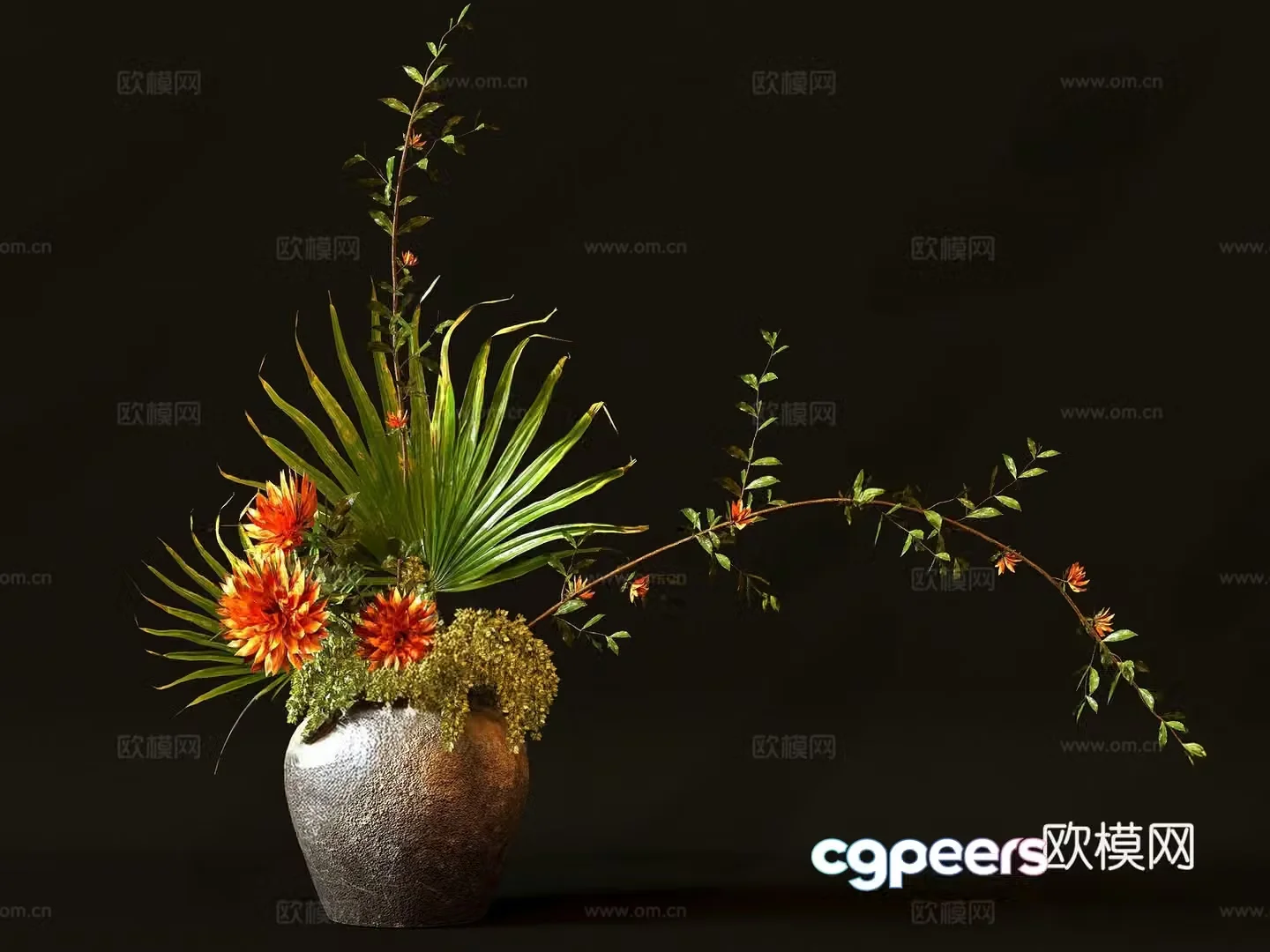 Modern vase flower art 3d model
