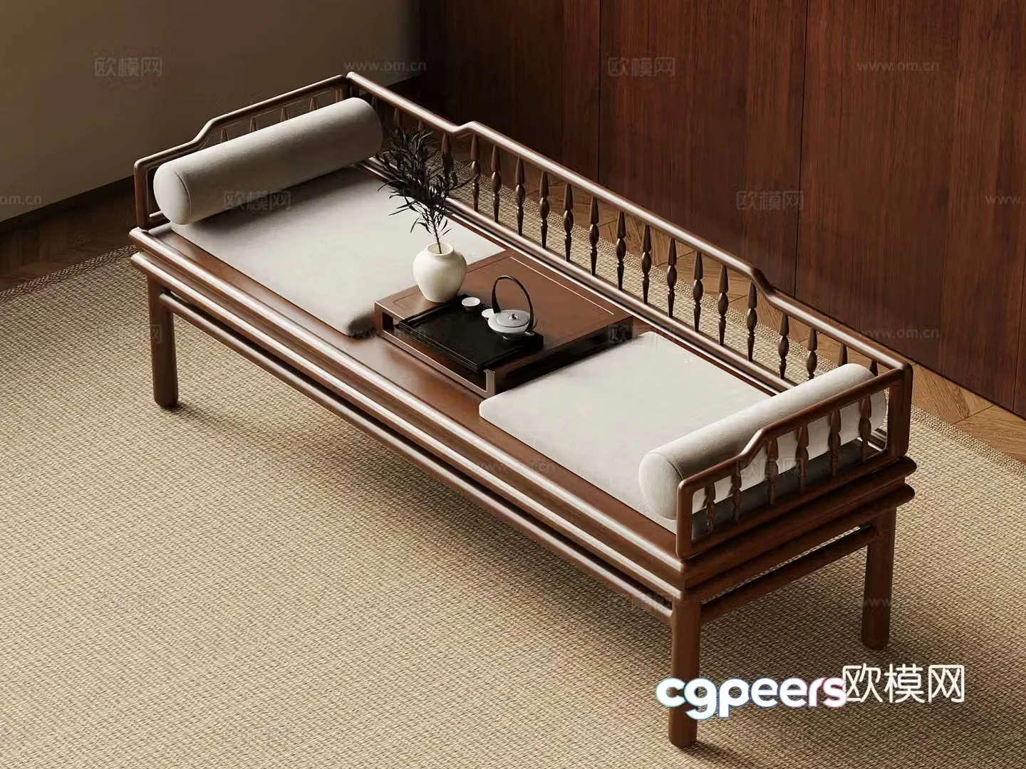 33 New Chinese Arhat Bed Bedding Stool Shoe Change Stool 3D Model