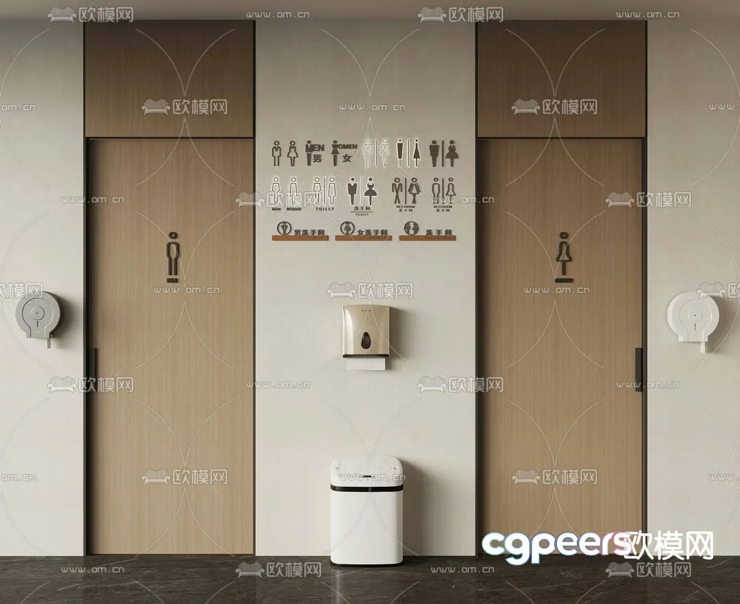 Bathroom door Toilet door 3d model